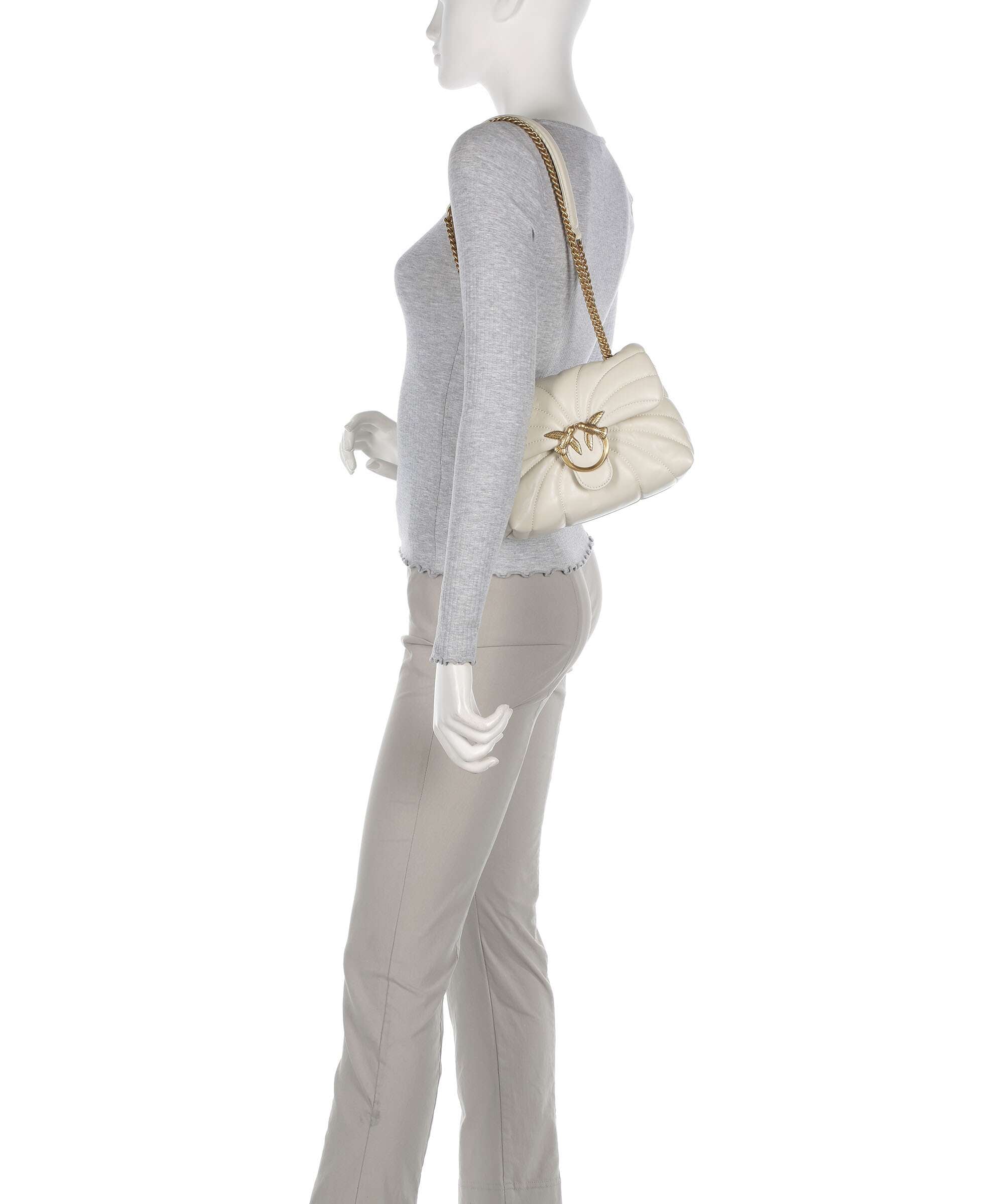 Pinko Love Puff Mini Shoulder bag bianco seta/antique gold