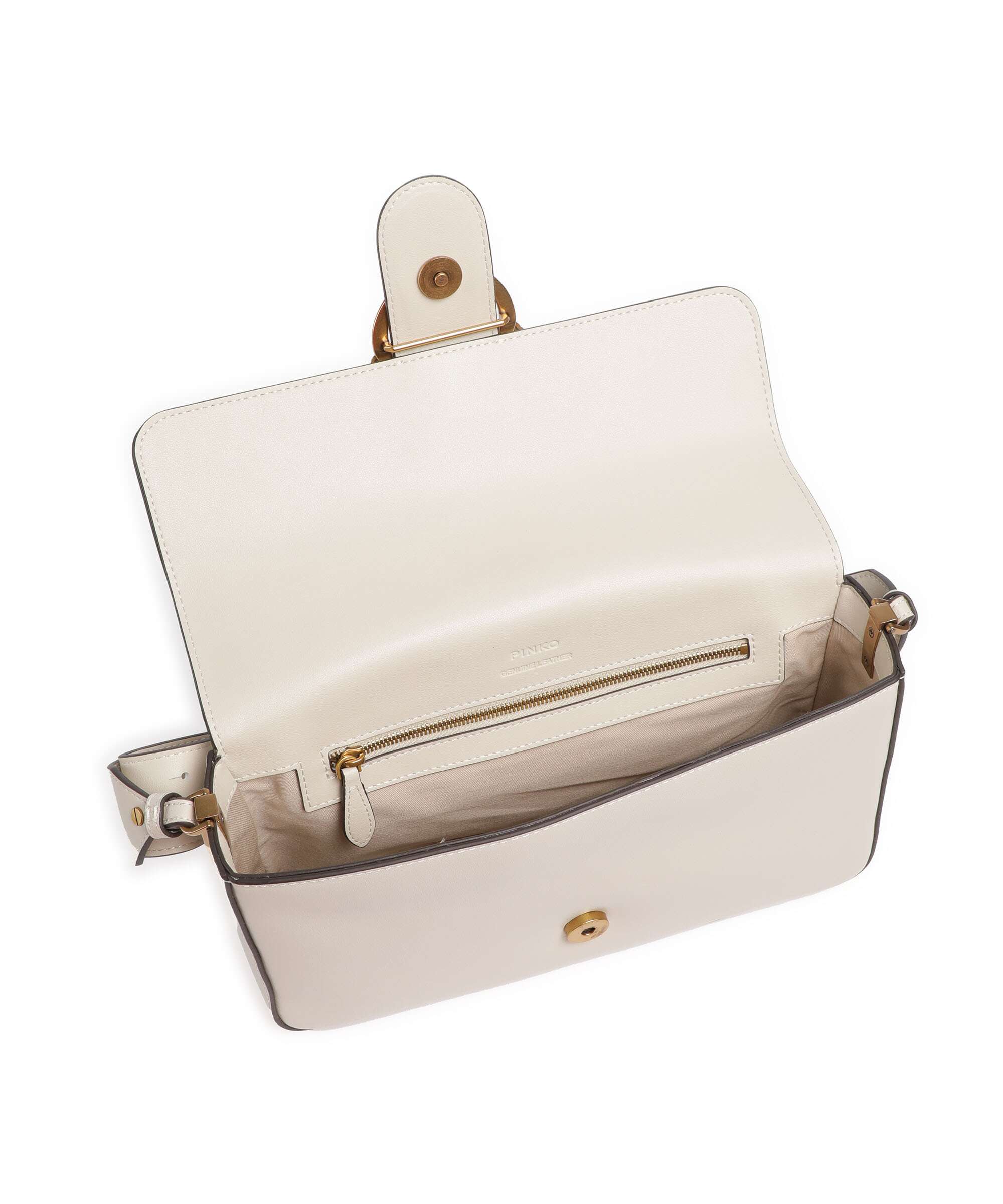 Pinko Love One Classic Slouchy Shoulder bag bianco seta/antique gold