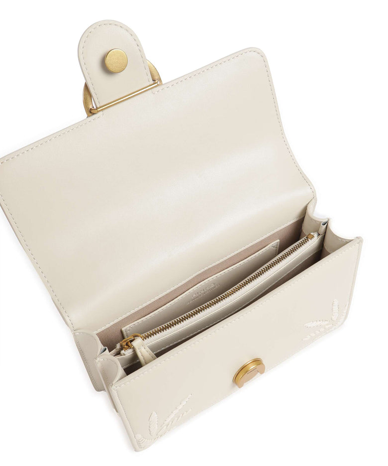Pinko Love One Mini Crossbody bag bianco seta/antique gold
