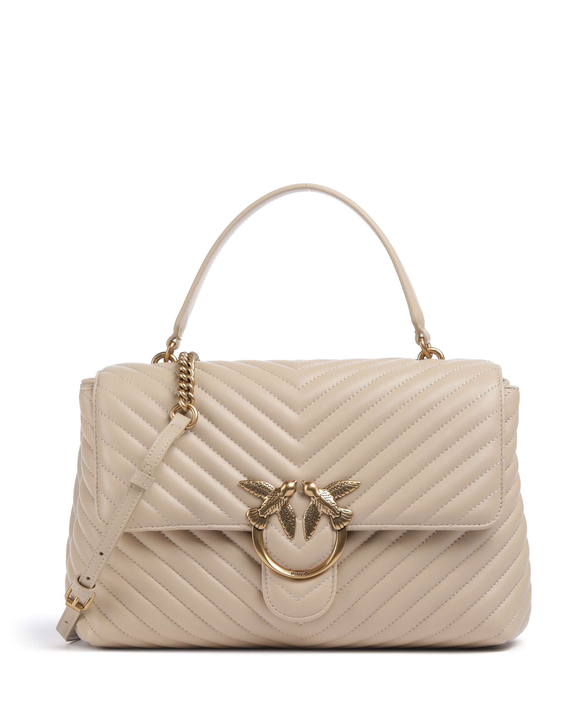 Pinko Love Lady Puff Big Handbag beige/grigio fumo/antique gold