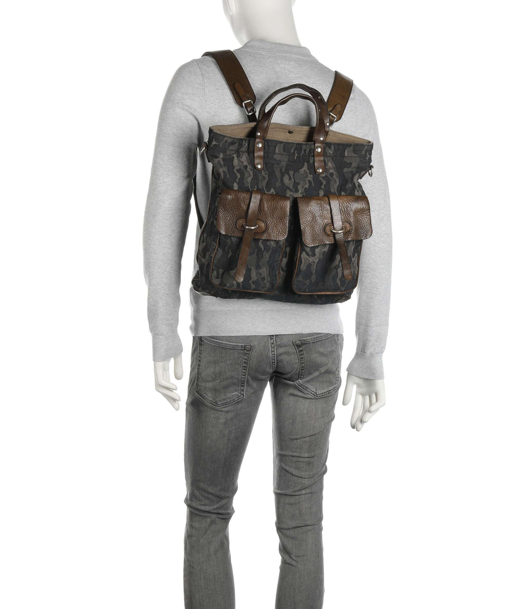 Campomaggi Backpack bag camouflage blue/verde military