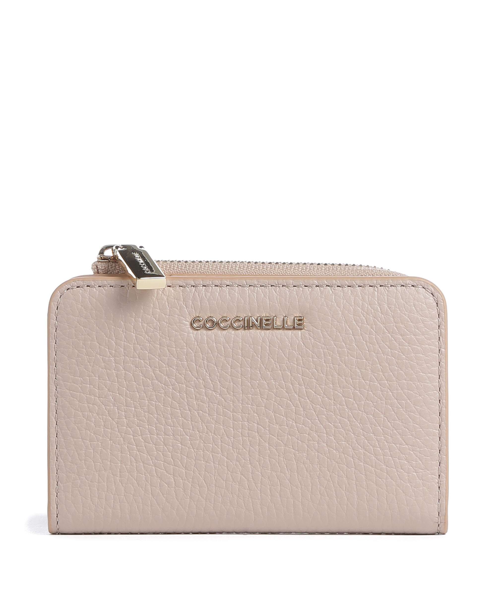 Coccinelle Portafoglio Metallic Soft In Pelle - Colore Rosette Beige - 13 Cm - 6 Scomparti Carte + Monete