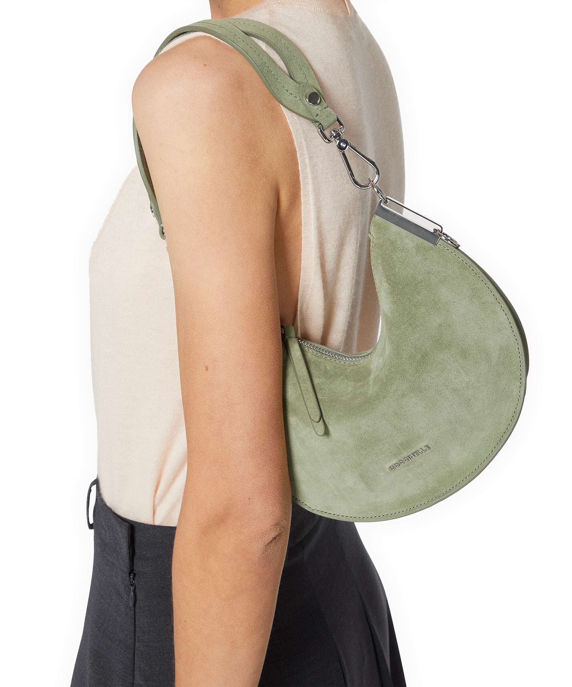 Coccinelle Sunup Suede Shoulder bag greenery