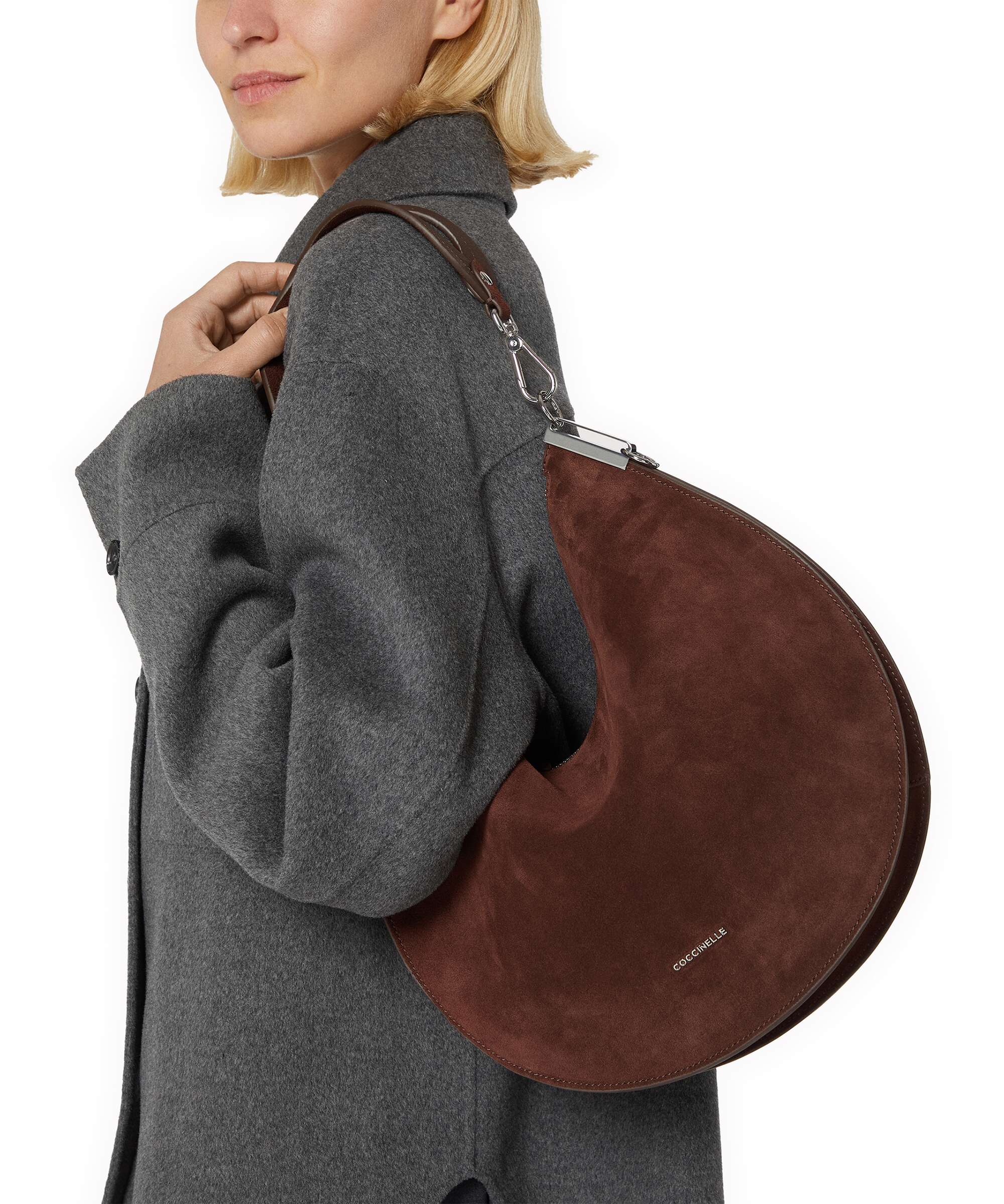 Coccinelle Sunup Suede Shoulder bag brunette