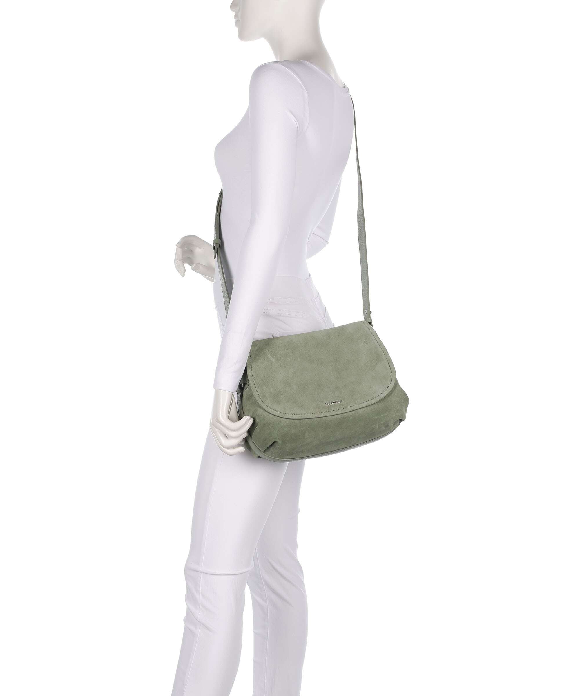 Coccinelle Rebekka Suede Shoulder bag greenery