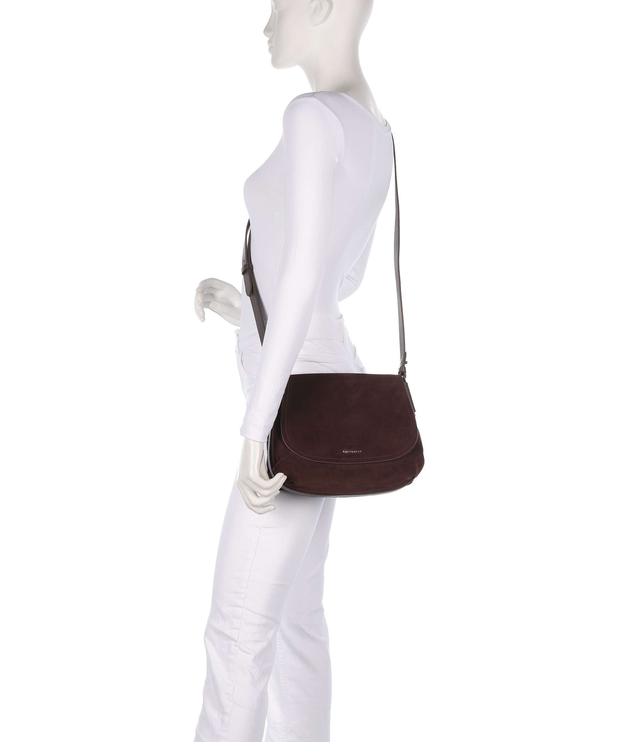 Coccinelle Rebekka Suede Crossbody bag brunette