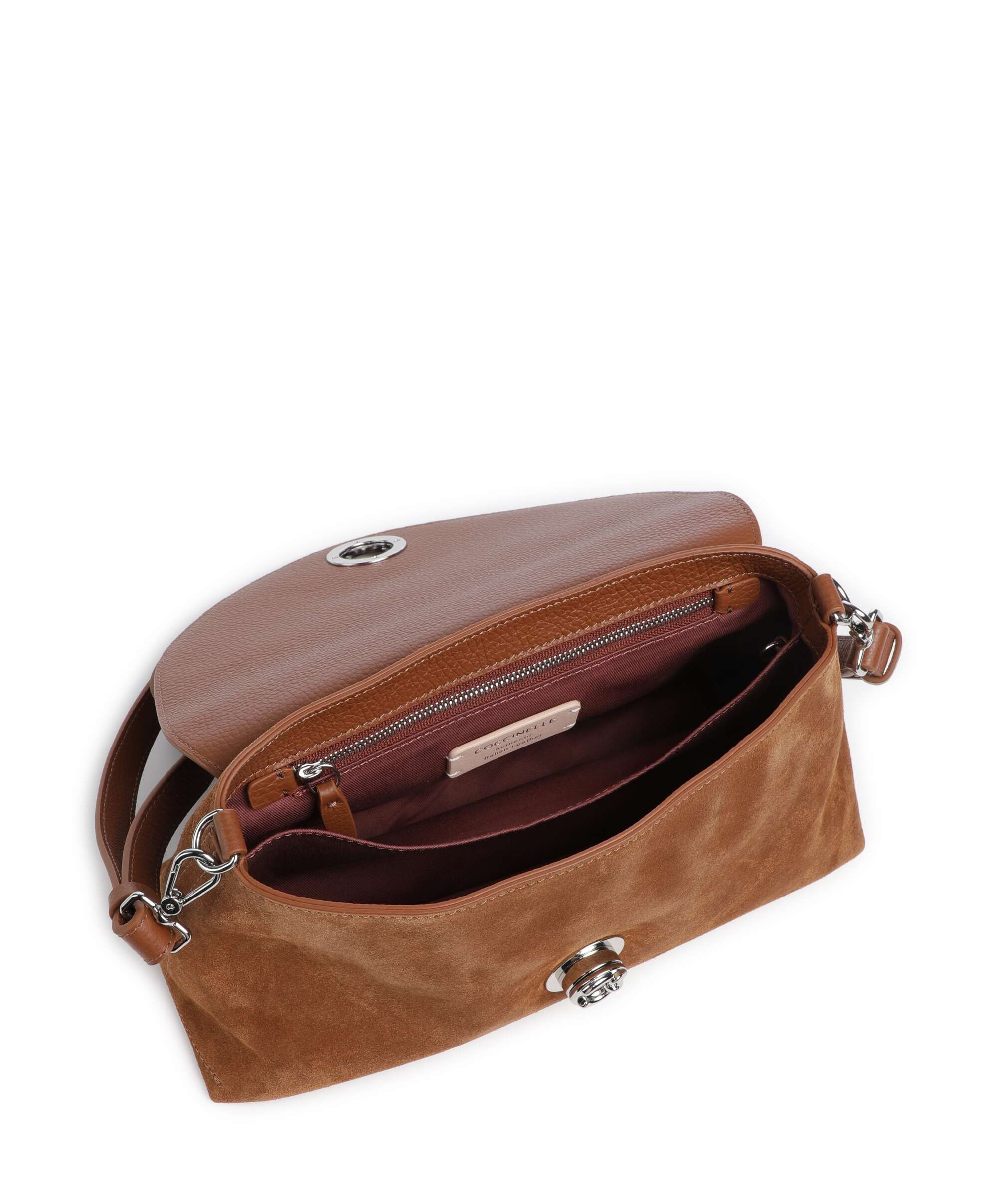 Coccinelle Nikla Suede Shoulder bag cognac
