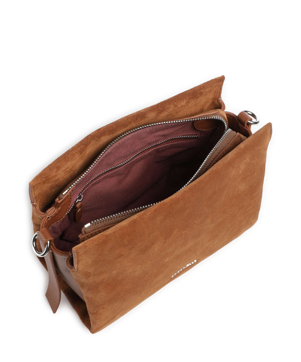 Coccinelle Boheme Suede Handbag cognac