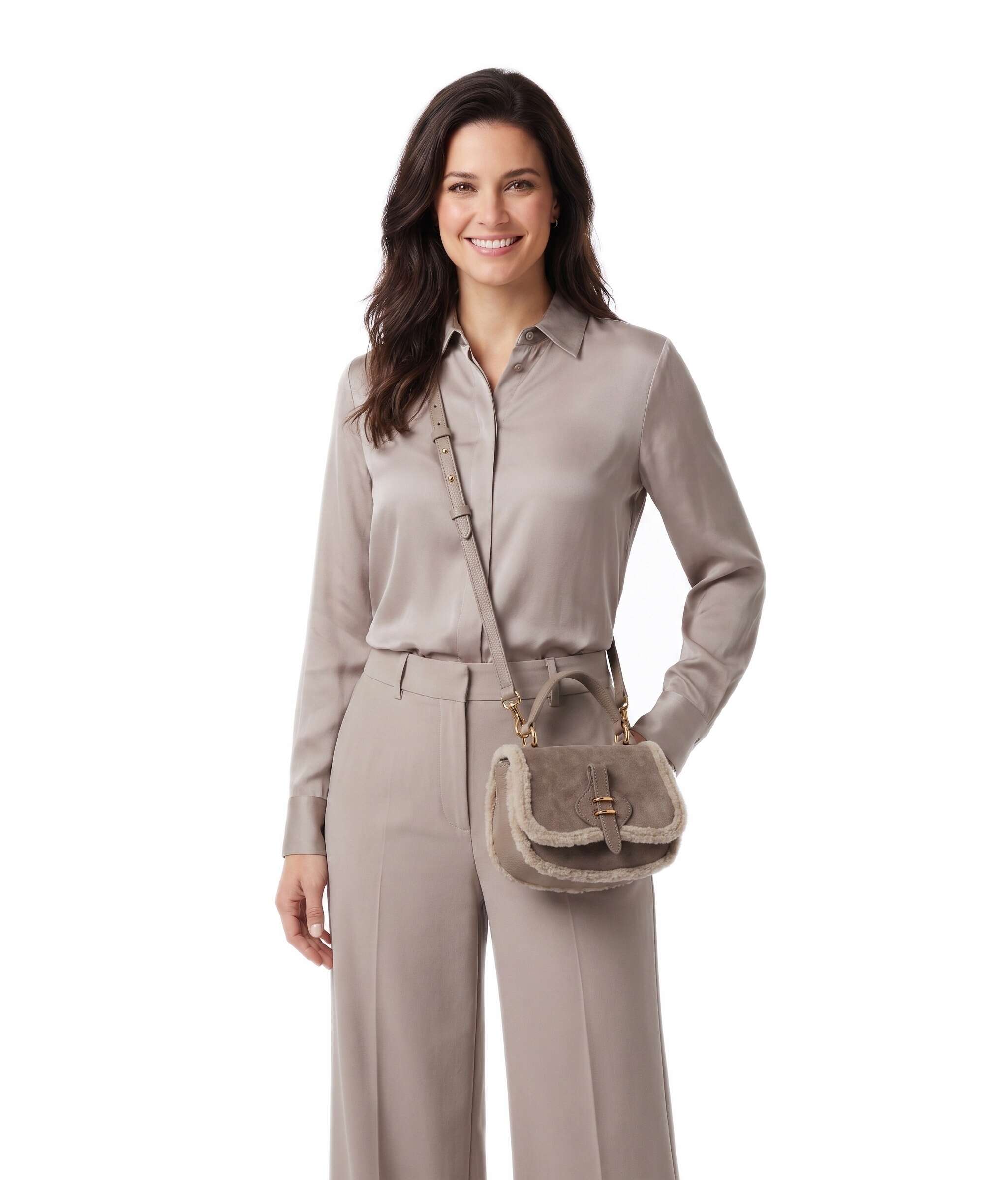 Coccinelle Mavery Suede Eco Crossbody bag warm taupe