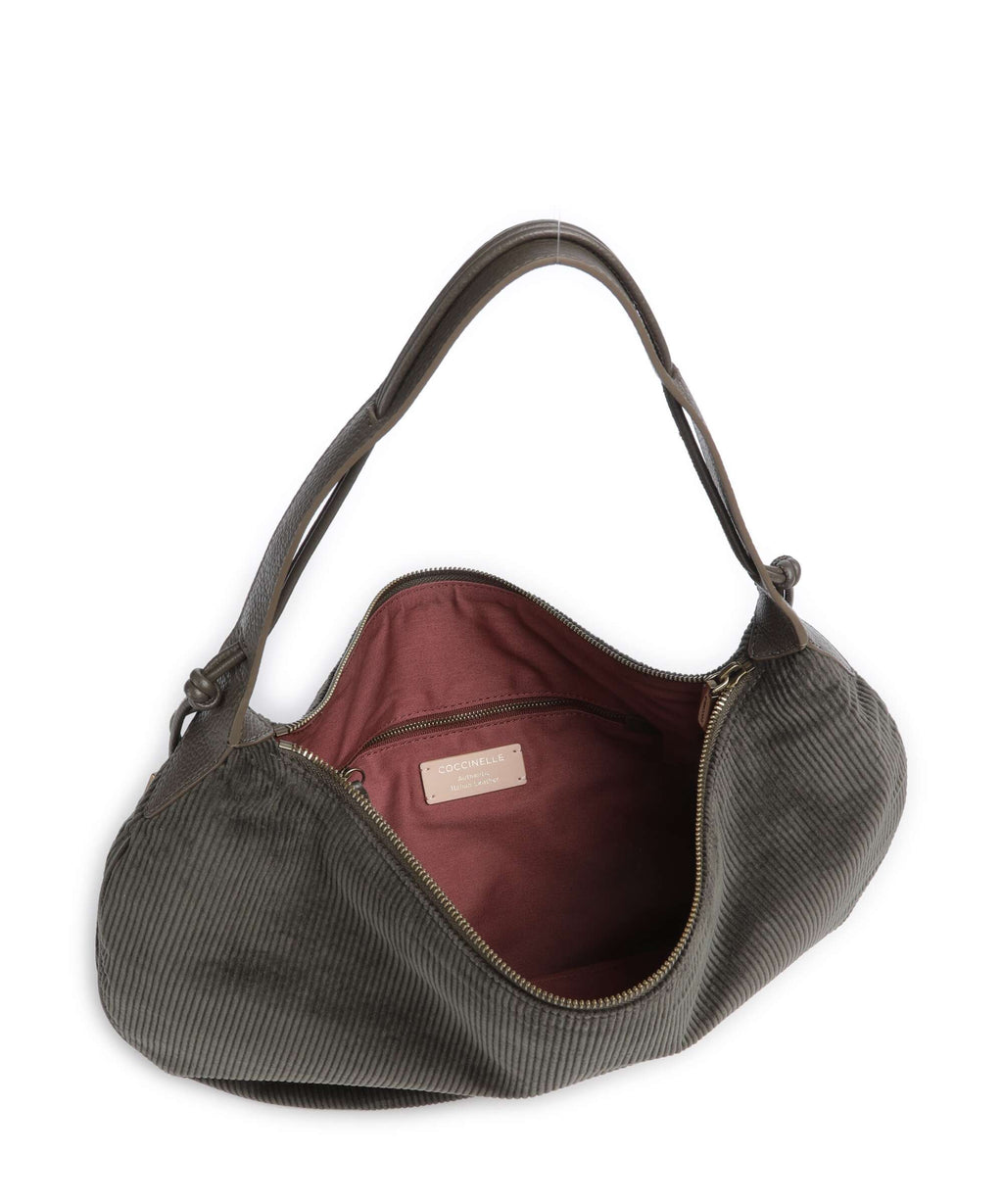 Coccinelle Thess Corduroy Hobo bag fango