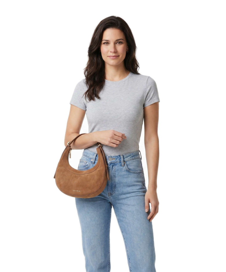 Coccinelle Whisper Suede Shoulder bag cognac