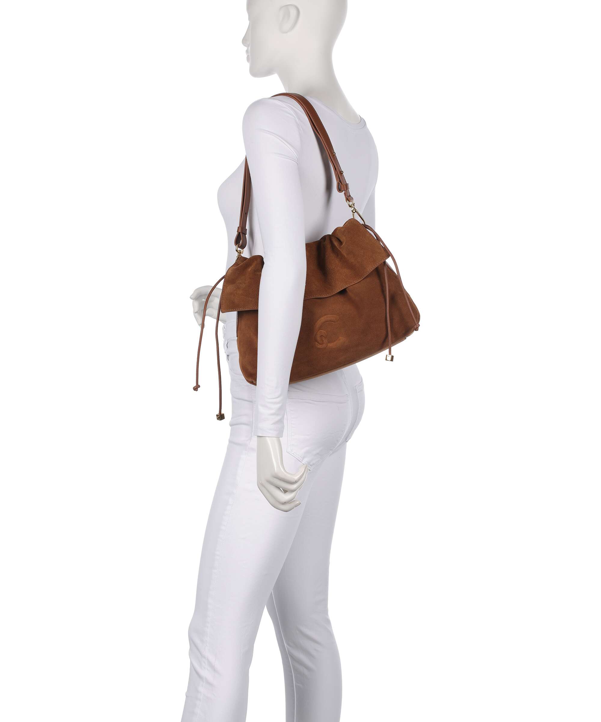 Coccinelle Lidia Suede Hobo bag cognac