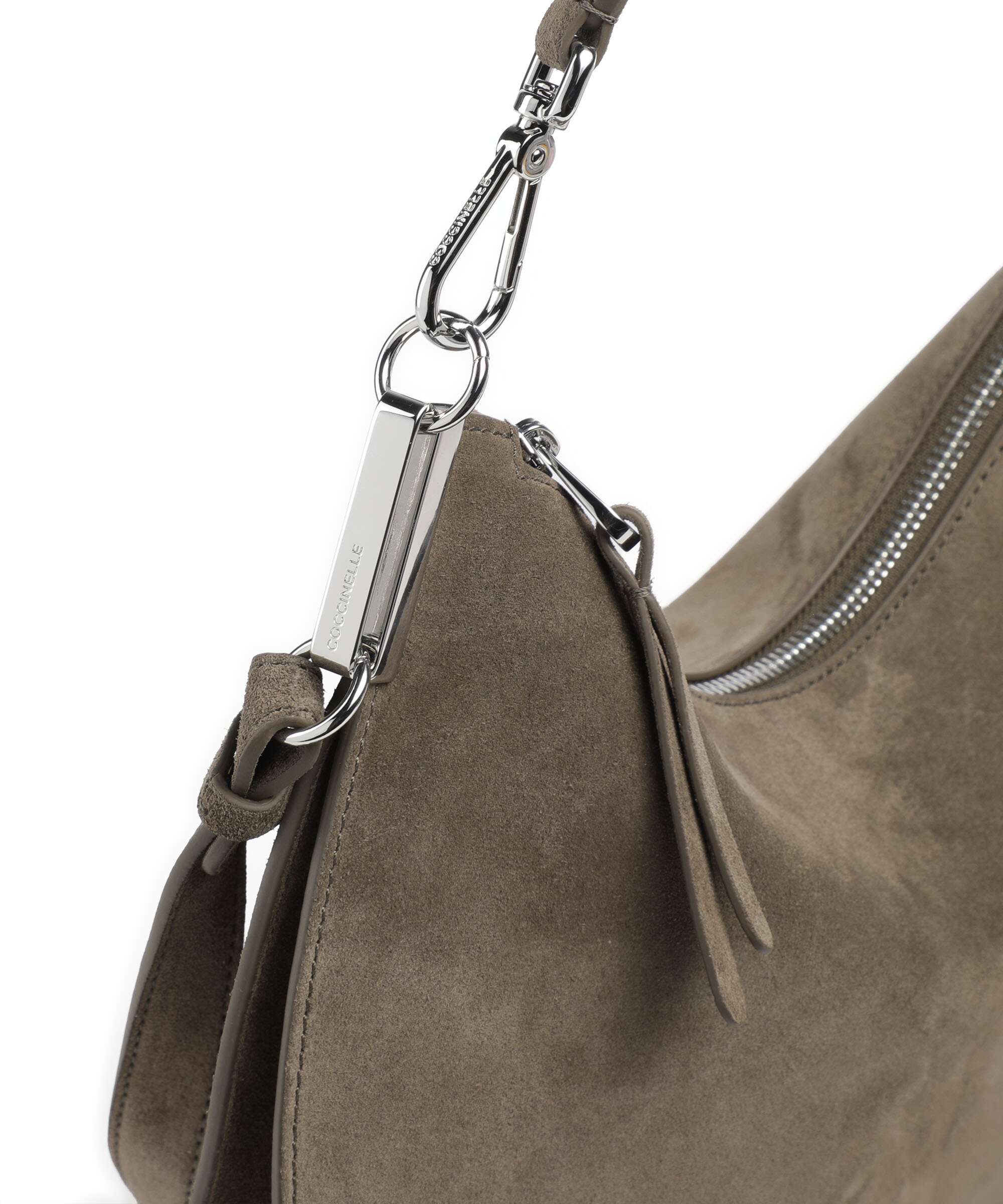 Coccinelle Sunup Suede Hobo bag fango