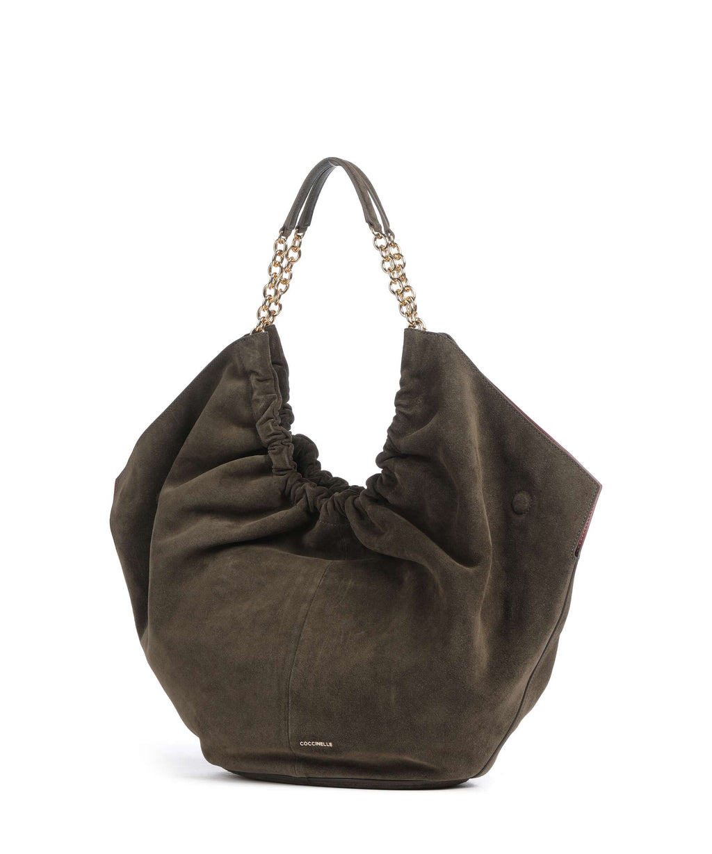 Coccinelle Smash Suede Hobo bag fango