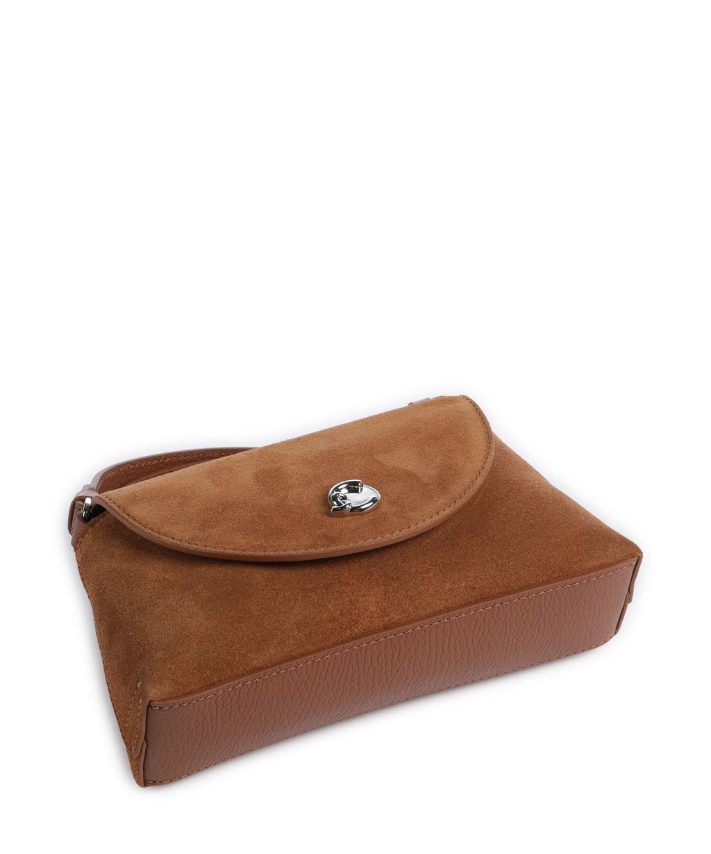 Coccinelle Nikla Suede Crossbody bag cognac