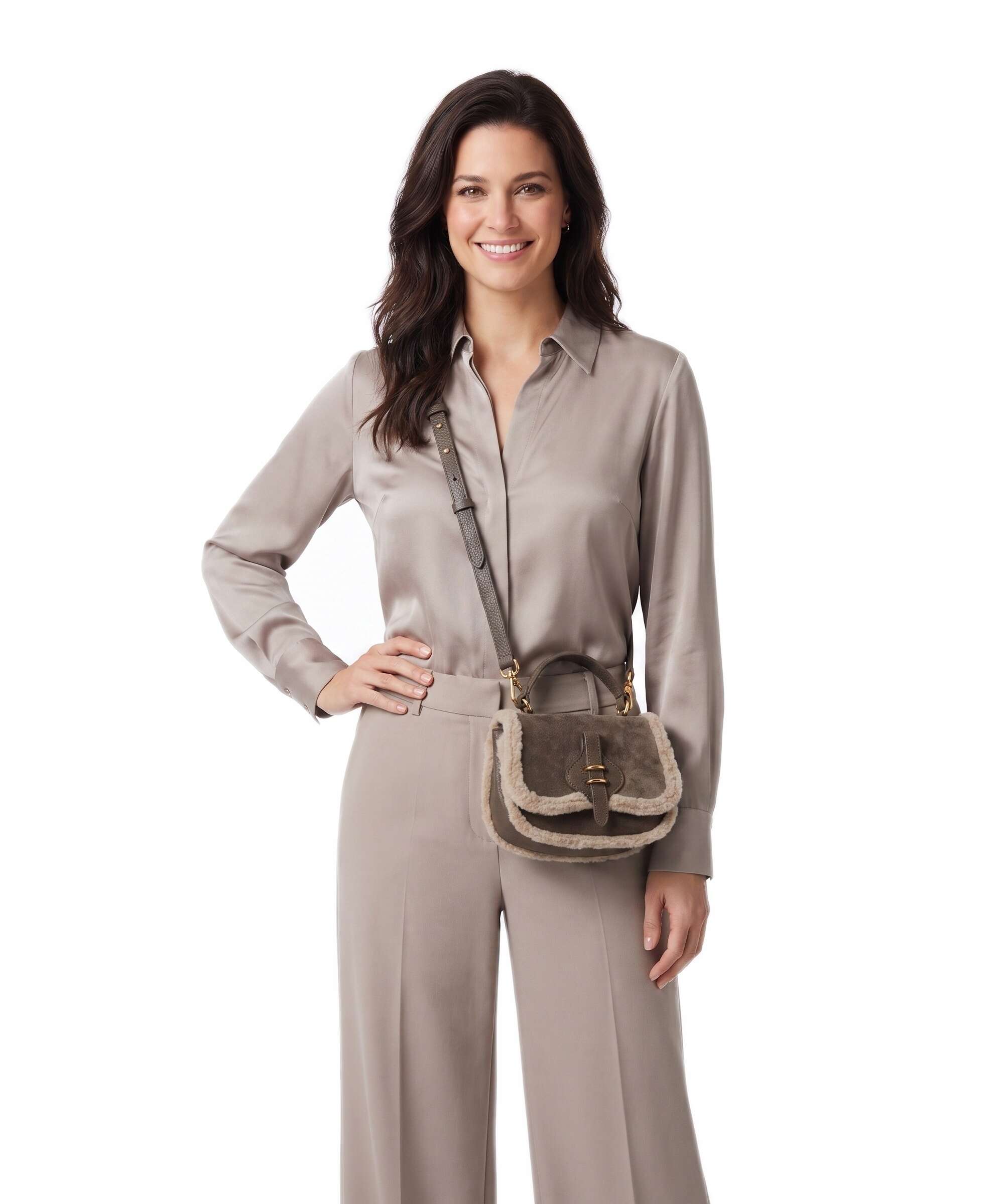 Coccinelle Mavery Suede Eco Crossbody bag fango/warm taupe