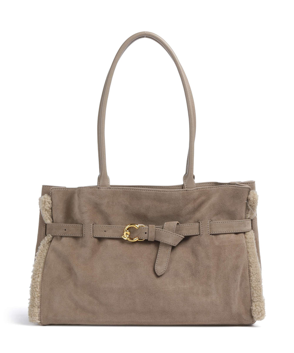 Coccinelle Sabine Soft Suede Tote bag warm taupe