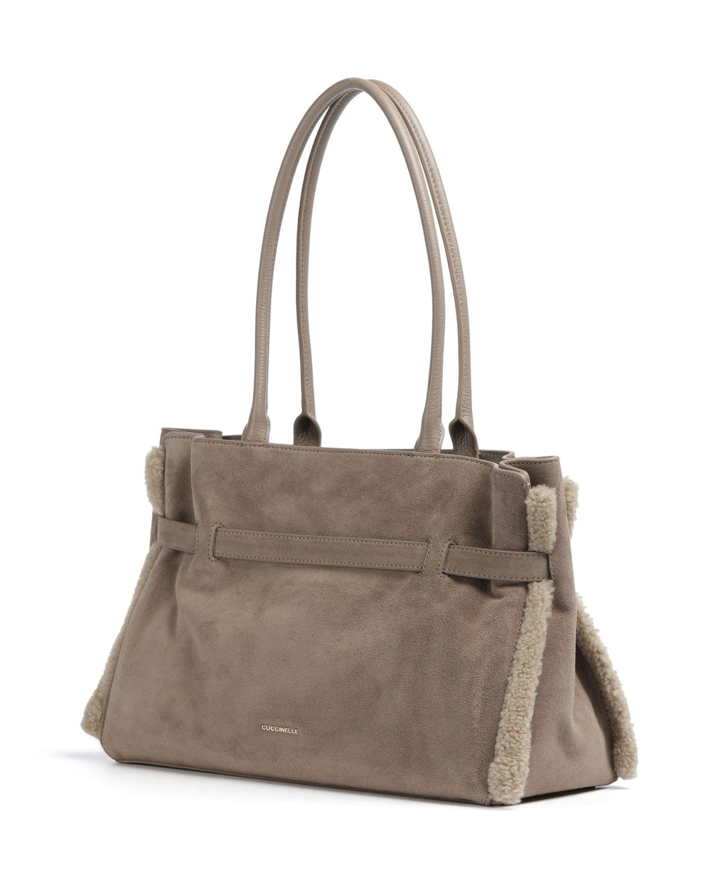 Coccinelle Sabine Soft Suede Tote bag warm taupe