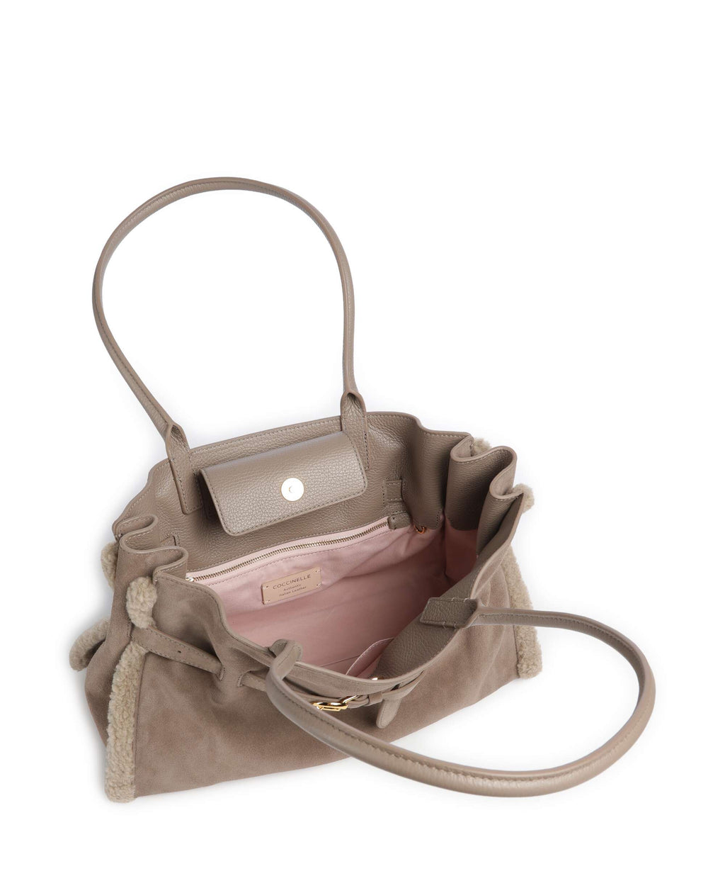 Coccinelle Sabine Soft Suede Tote bag warm taupe