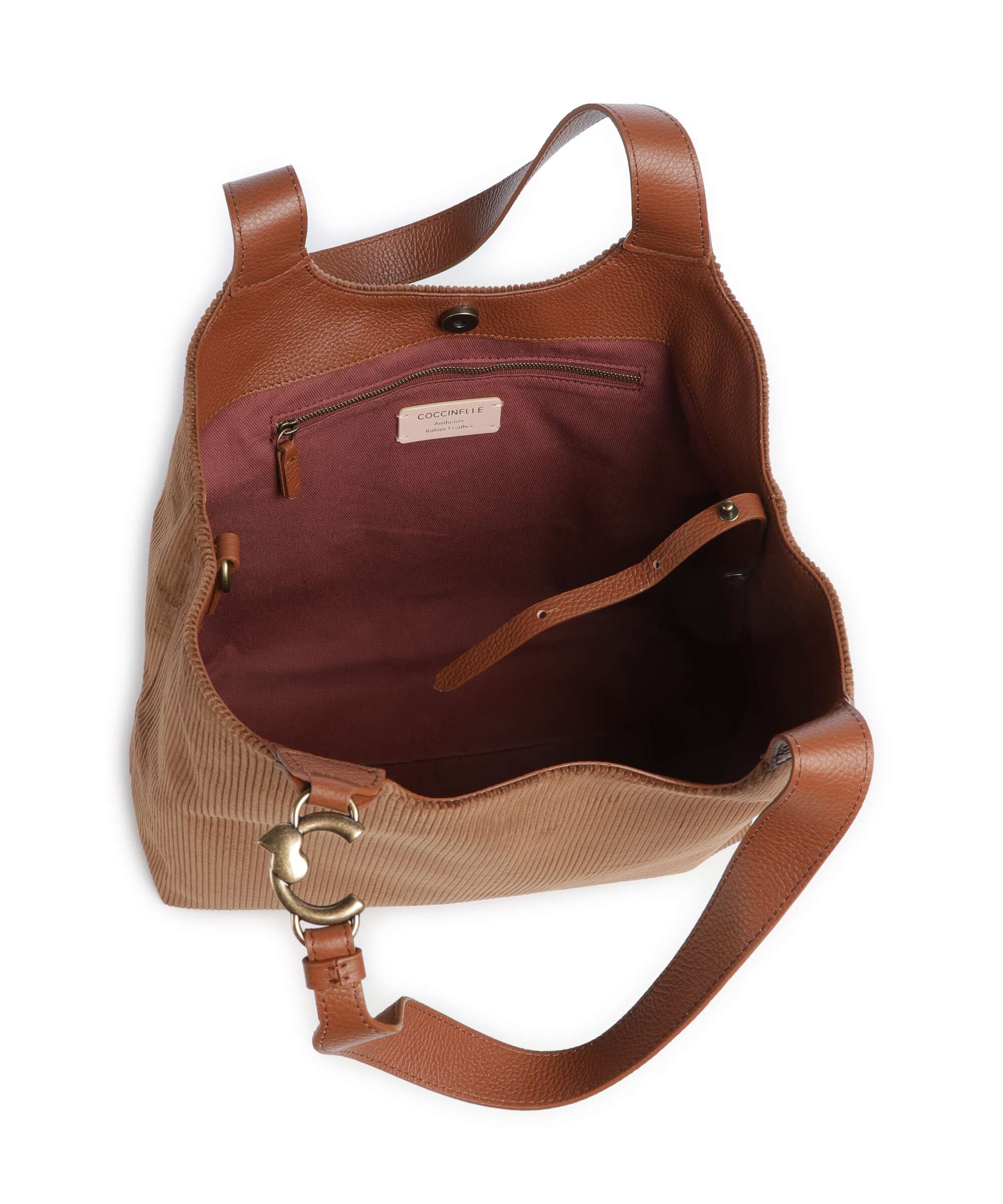 Coccinelle C-Easy Corduroy Tote bag cognac