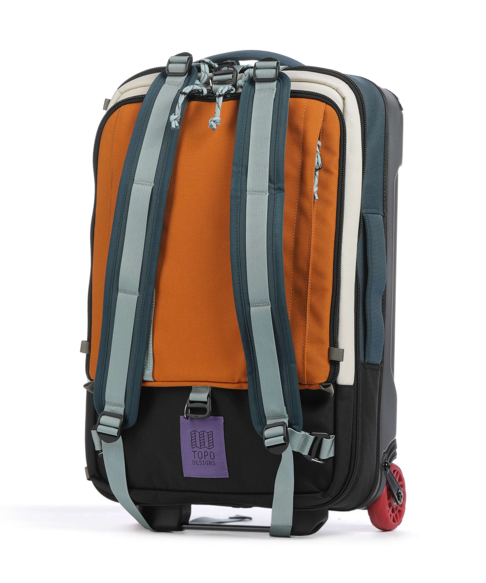 Topo Designs Global Travel bag with wheels pond blue/spice