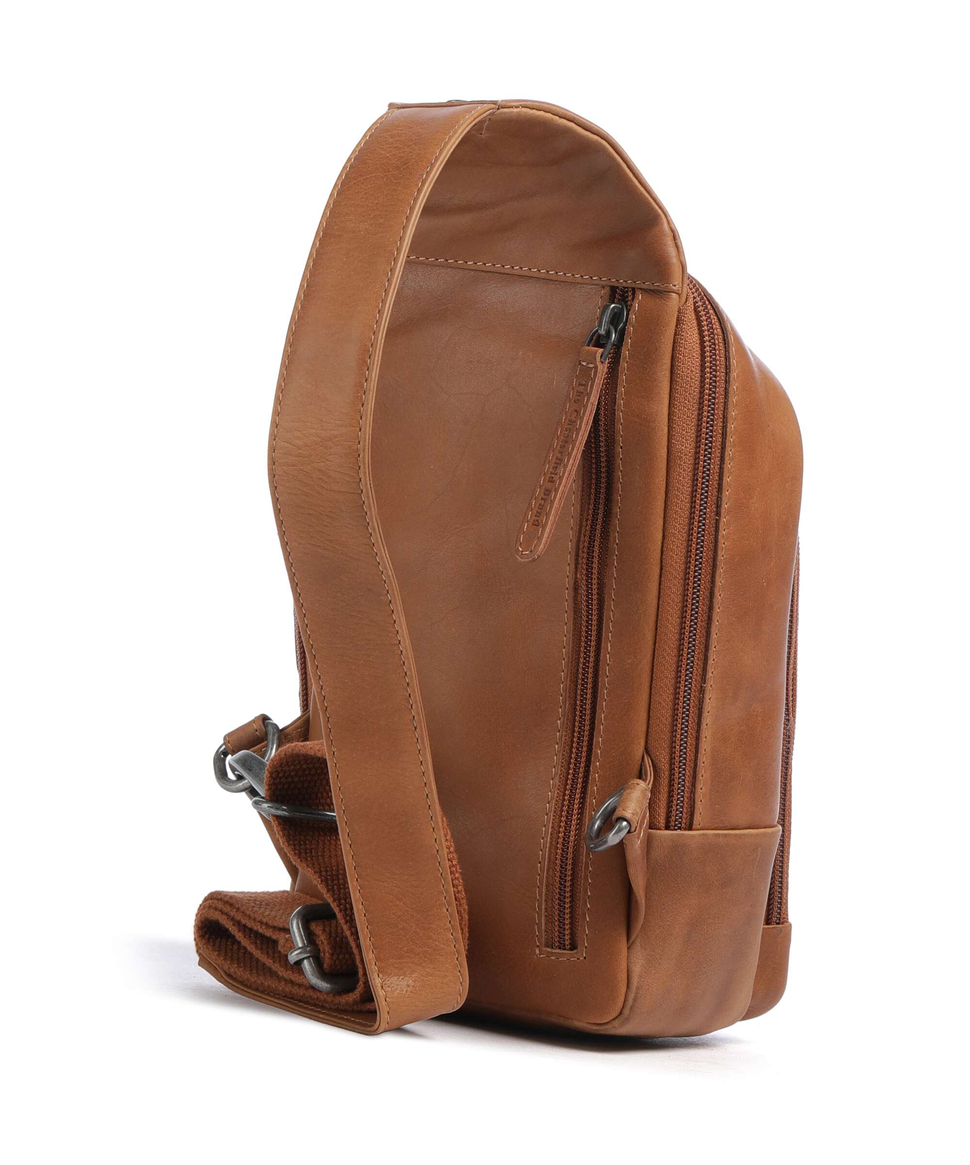 The Chesterfield Brand Cow Wax Pull Up Riga Sling bag cognac