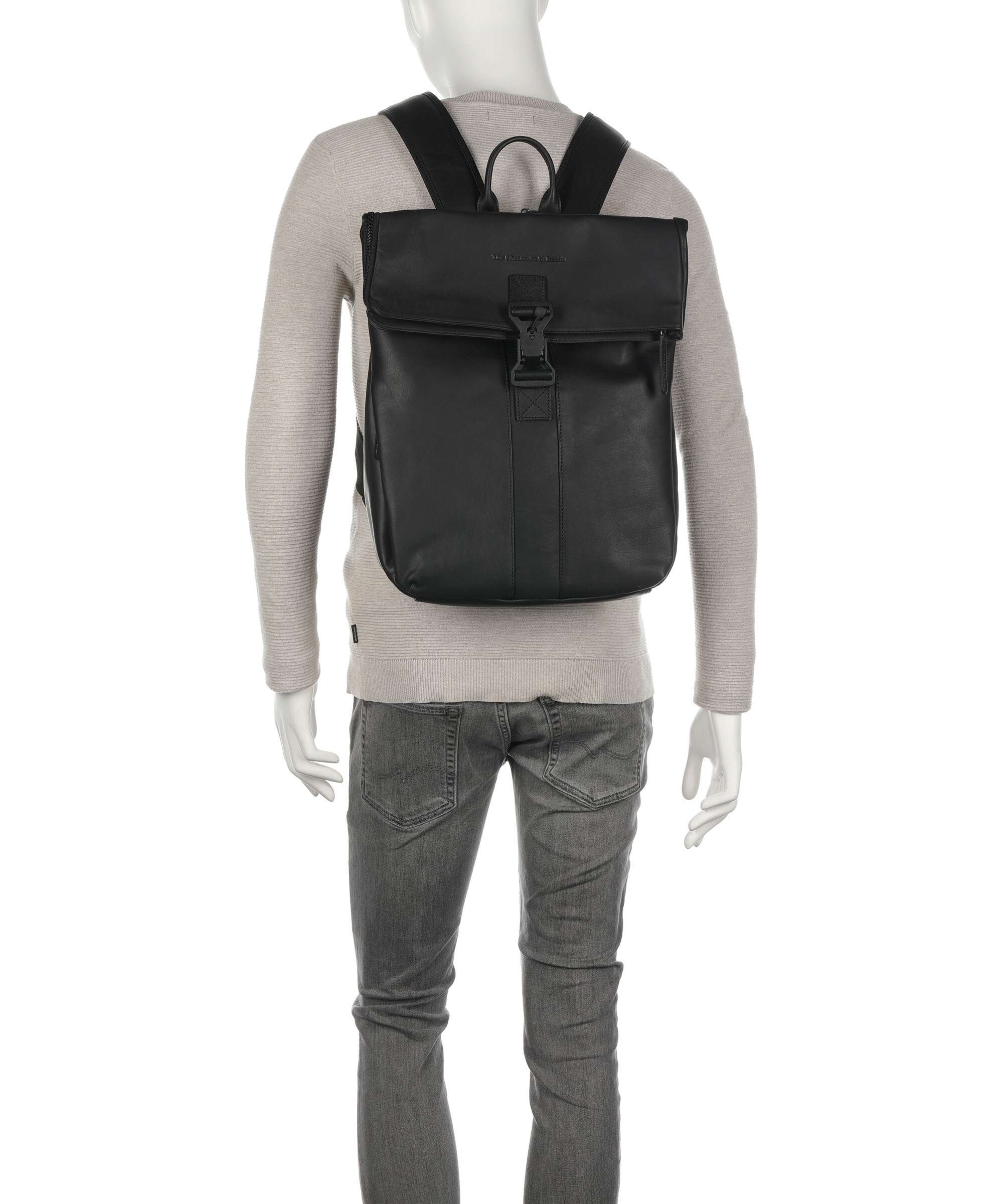 The Chesterfield Brand Cow Wax Pull Up Savona Backpack black