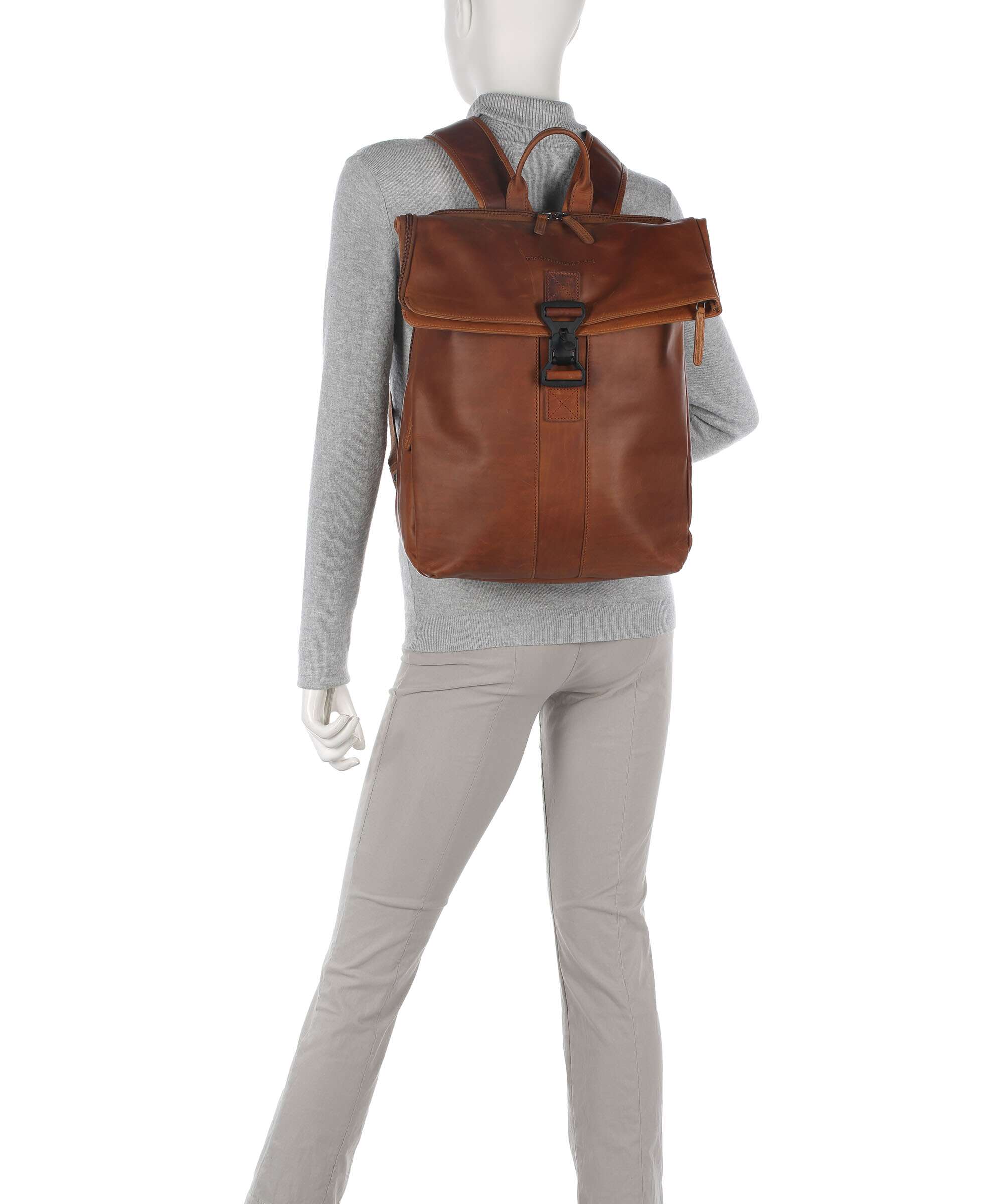 The Chesterfield Brand Cow Wax Pull Up Savona Backpack cognac