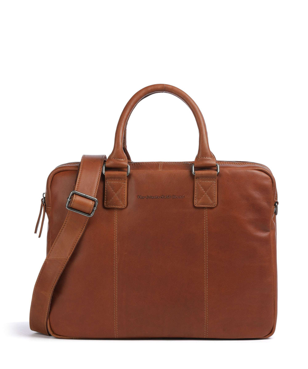 The Chesterfield Brand Wax Pull Up Cow Fabian Briefcase cognac