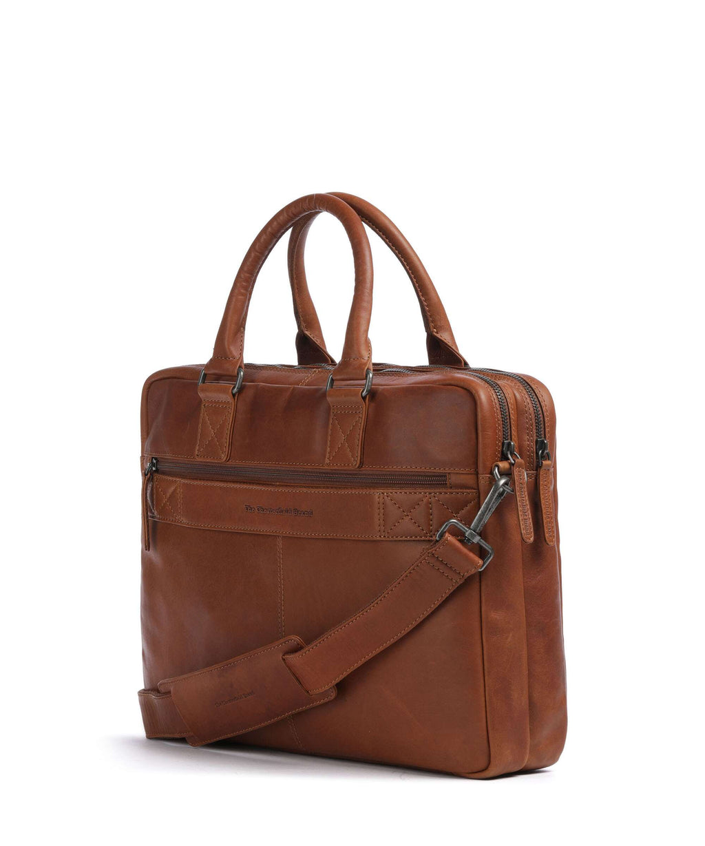 The Chesterfield Brand Wax Pull Up Cow Fabian Briefcase cognac