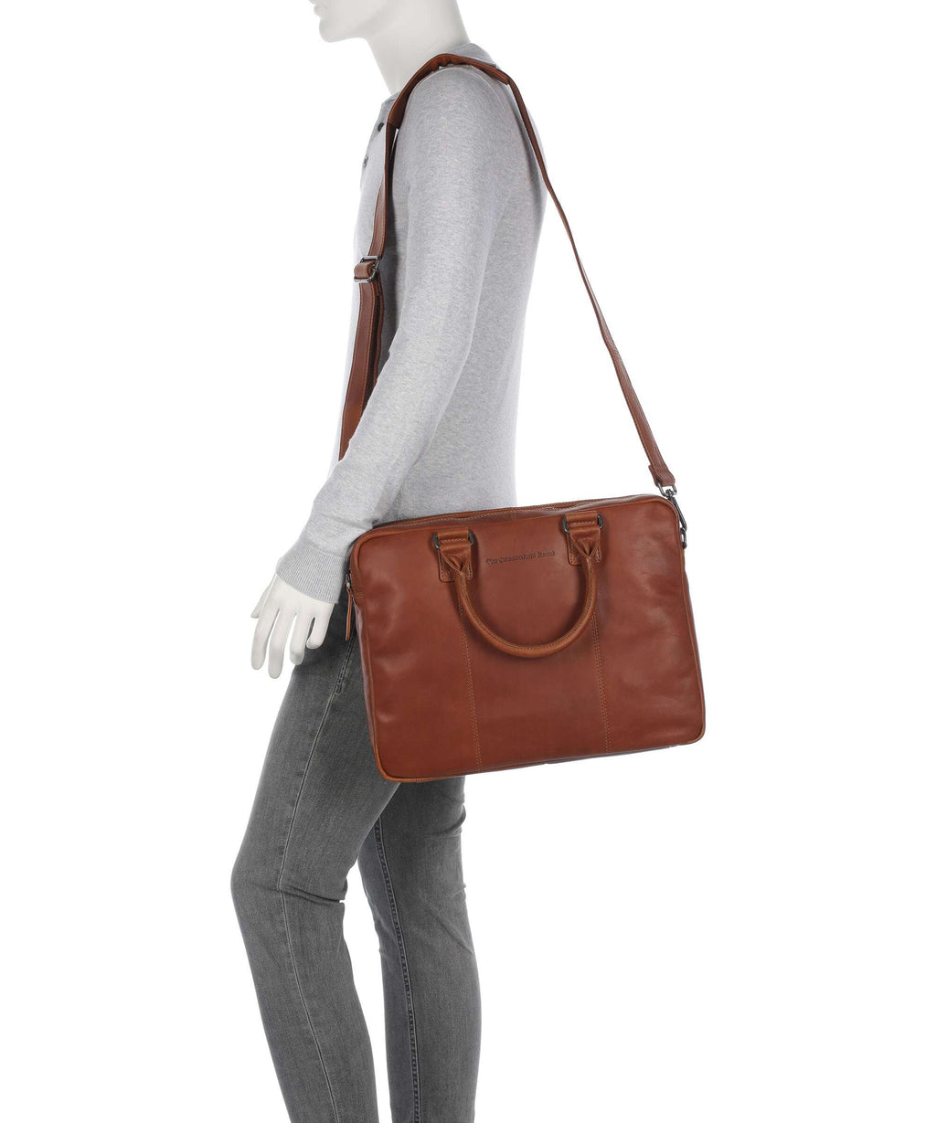 The Chesterfield Brand Wax Pull Up Cow Fabian Briefcase cognac