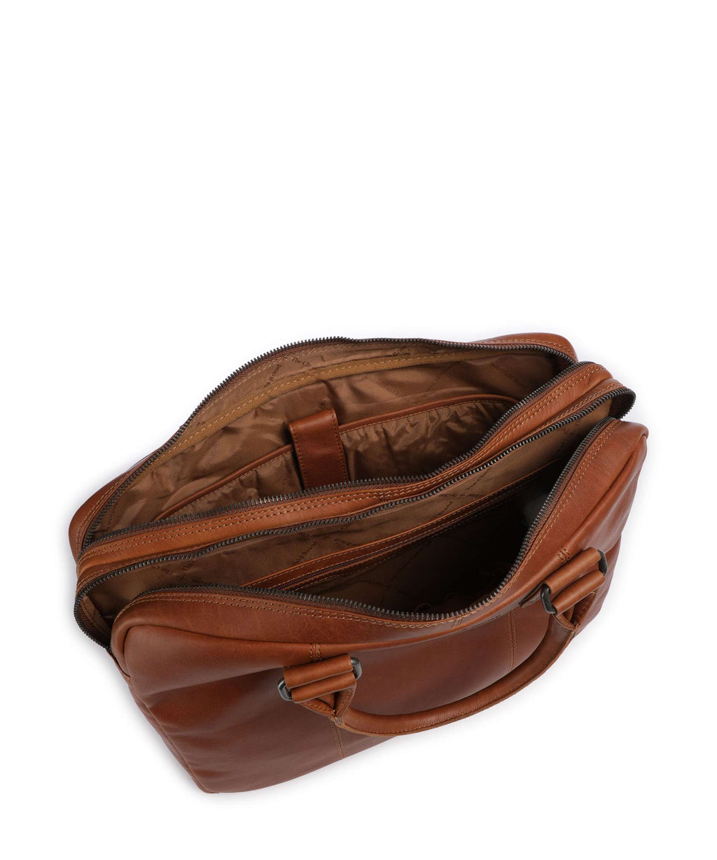 The Chesterfield Brand Wax Pull Up Cow Fabian Briefcase cognac