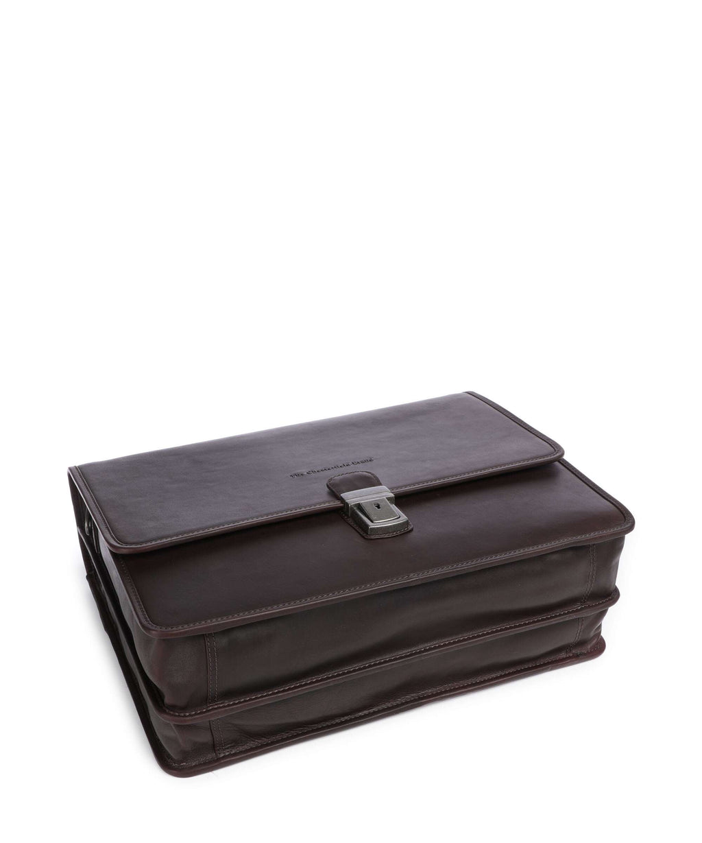 The Chesterfield Brand Cow Wax Pull Up Glenwood Briefcase brown