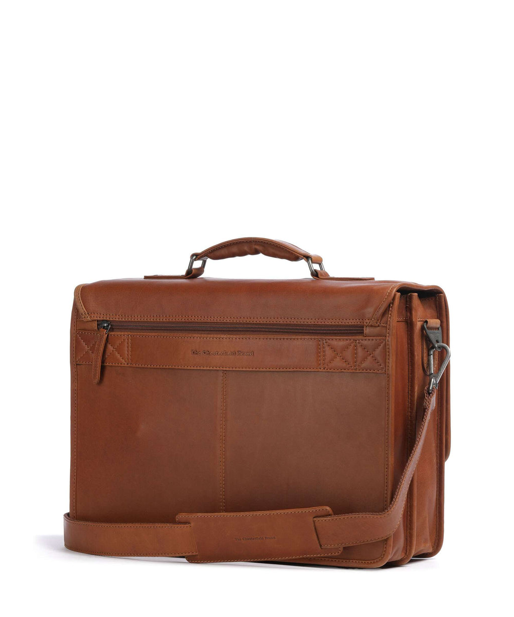 The Chesterfield Brand Cow Wax Pull Up Glenwood Briefcase cognac