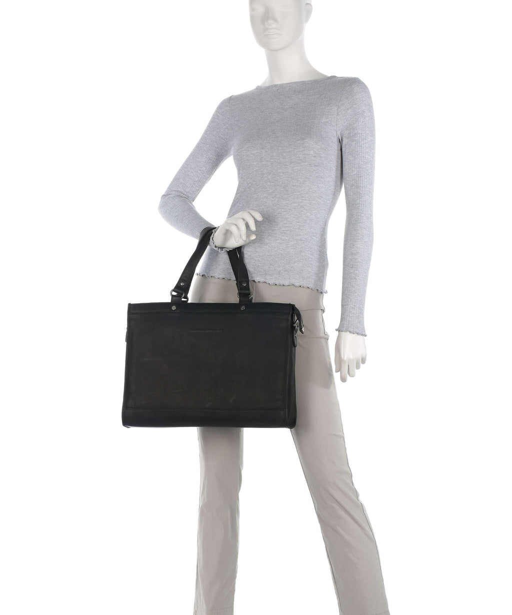 The Chesterfield Brand Cow Wax Pull Up Manly Tote bag black