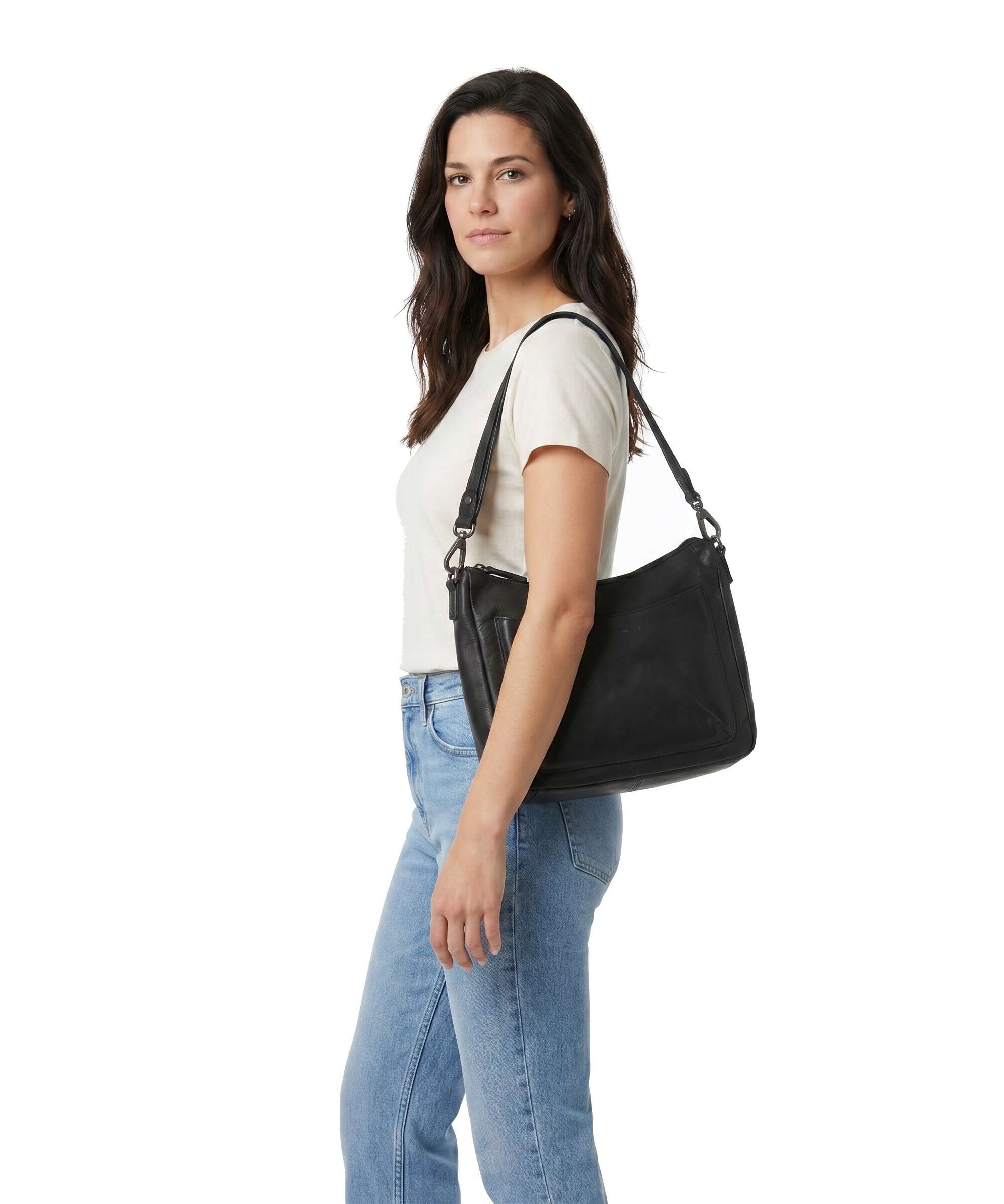 The Chesterfield Brand Wax Pull Up Cow Tivra Shoulder bag black