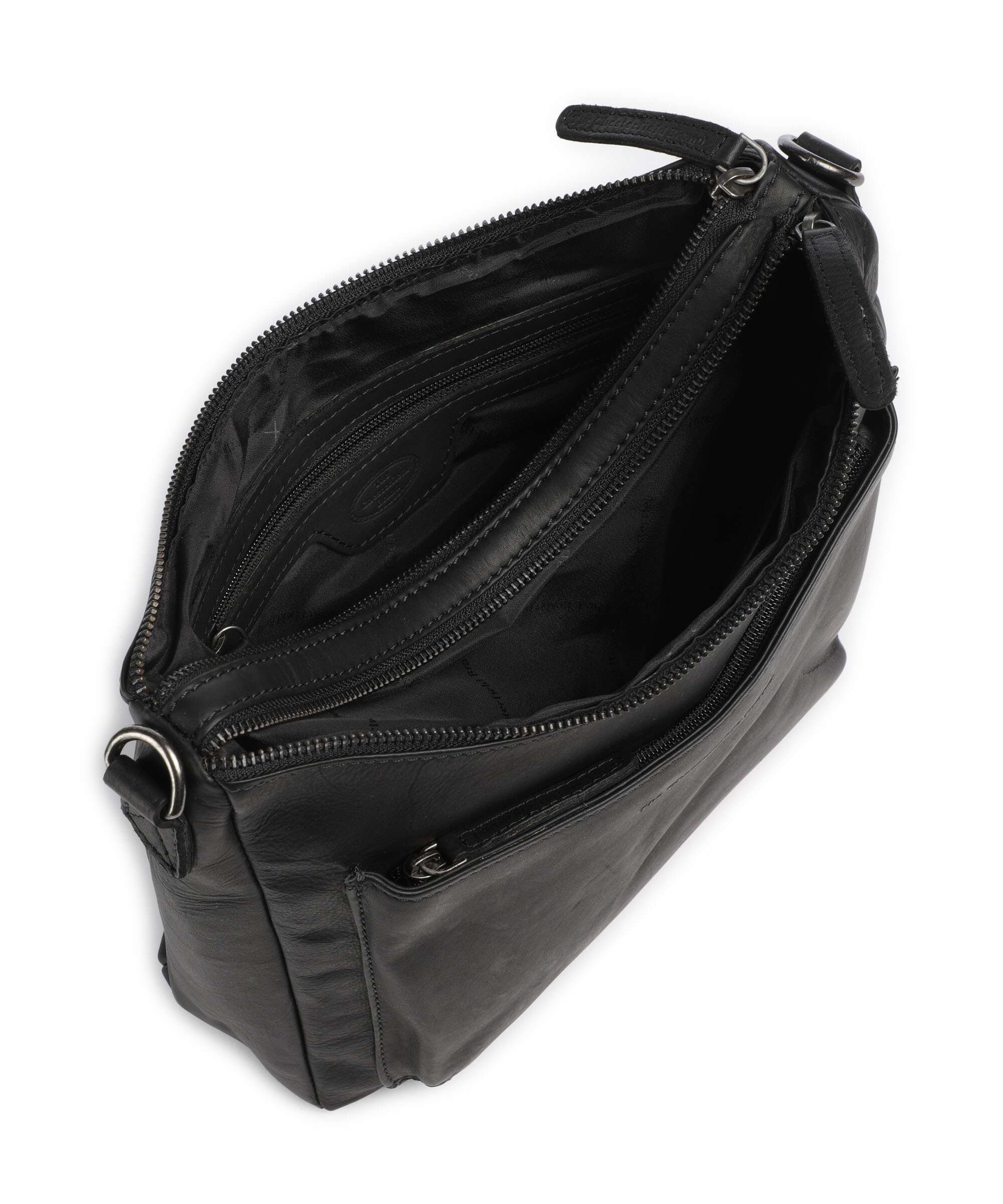 The Chesterfield Brand Wax Pull Up Cow Tivra Shoulder bag black