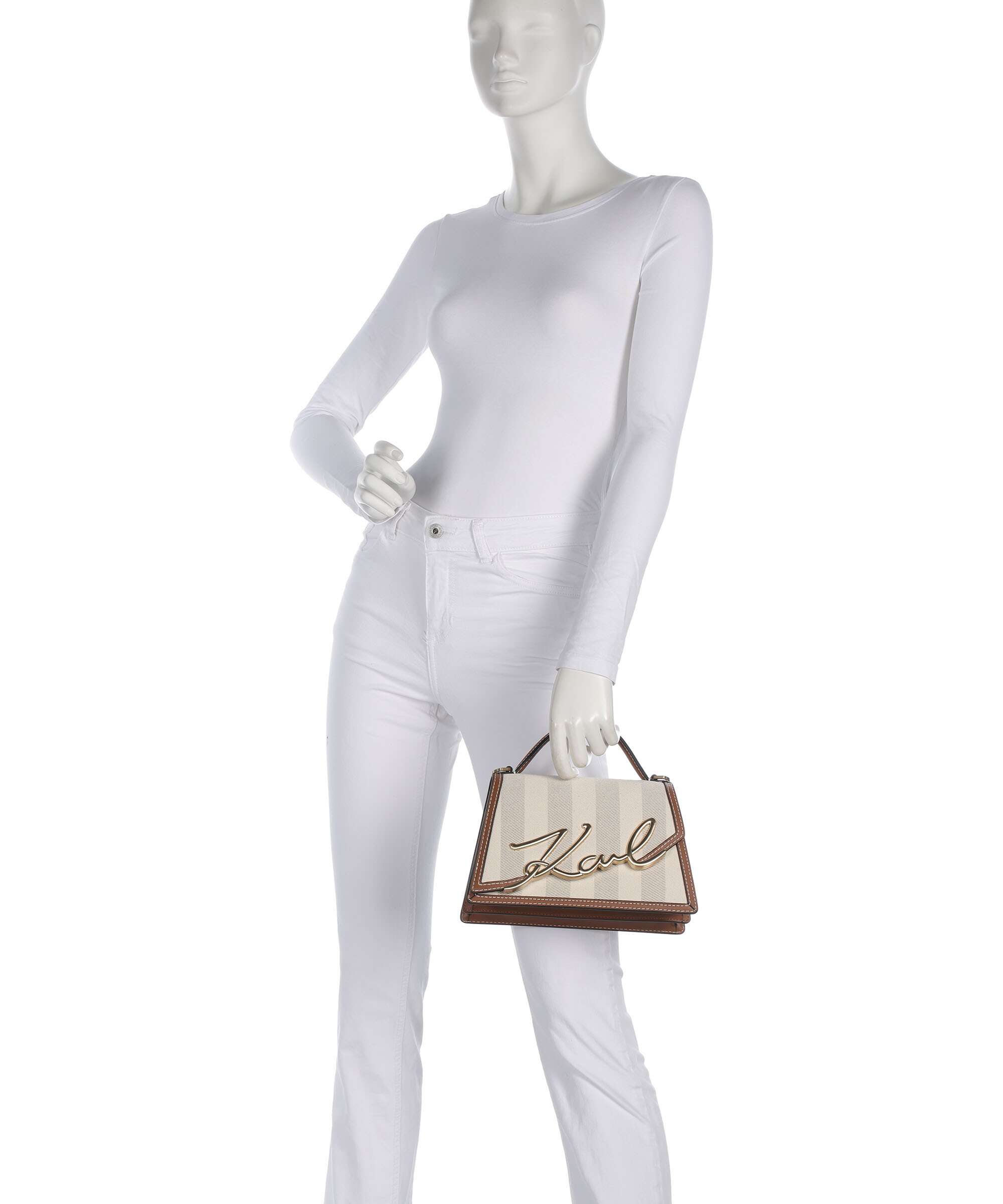 Karl Lagerfeld K/Signature 2.0 Medium Handbag natural canvas/tan