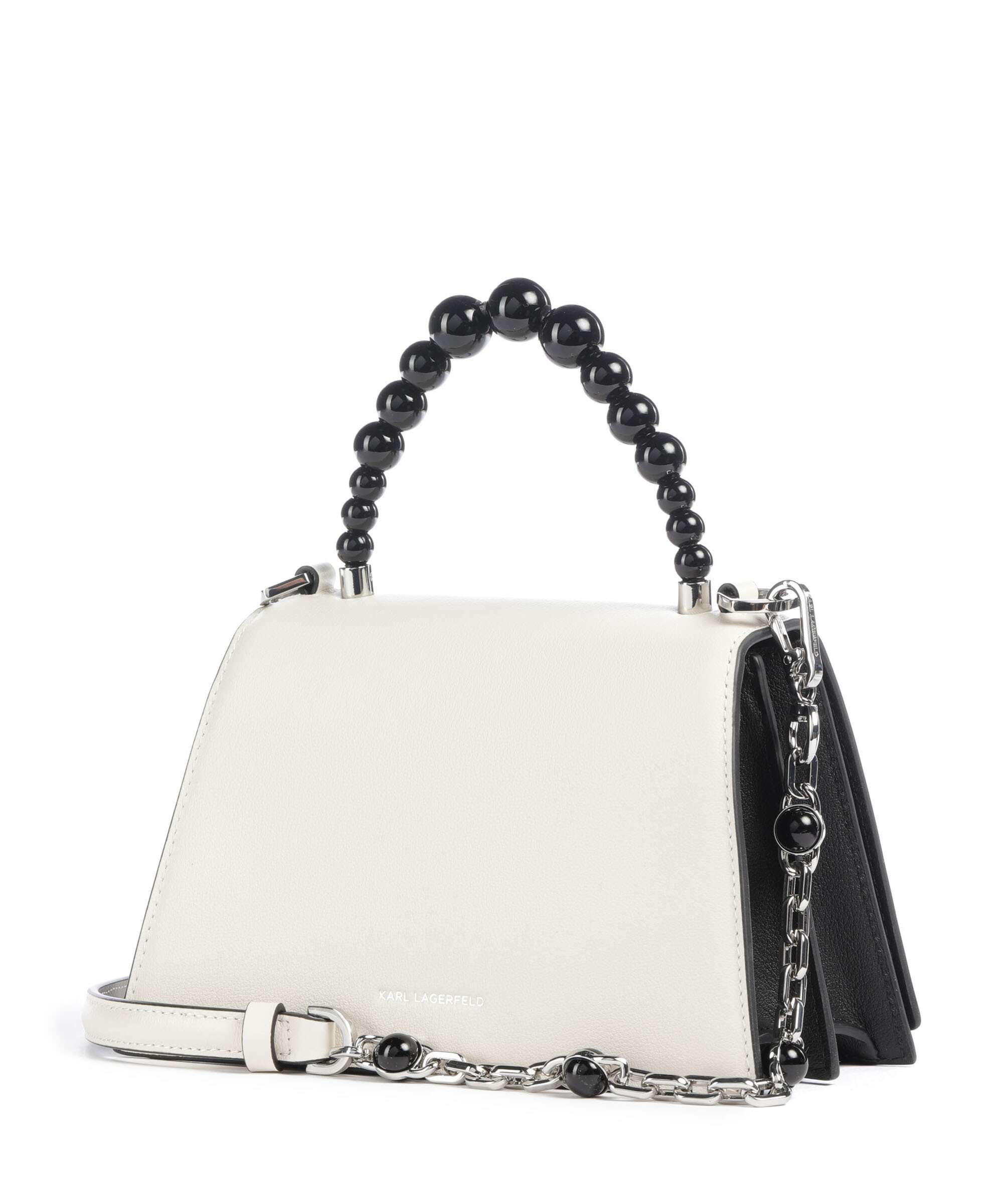 Karl Lagerfeld K/Signature 2.0 Small Pearls Handbag white/black