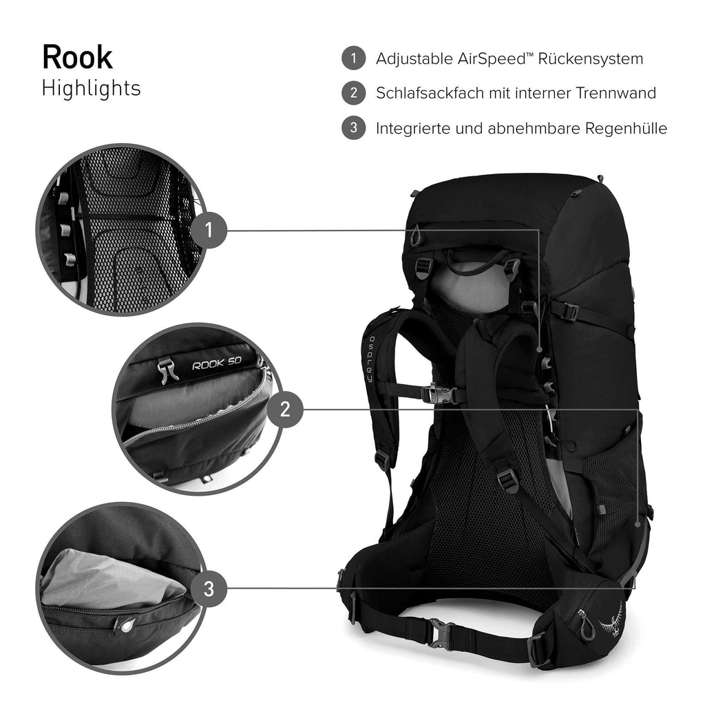 Osprey Rook 50 Trekking backpack dark charcoal/silver lining
