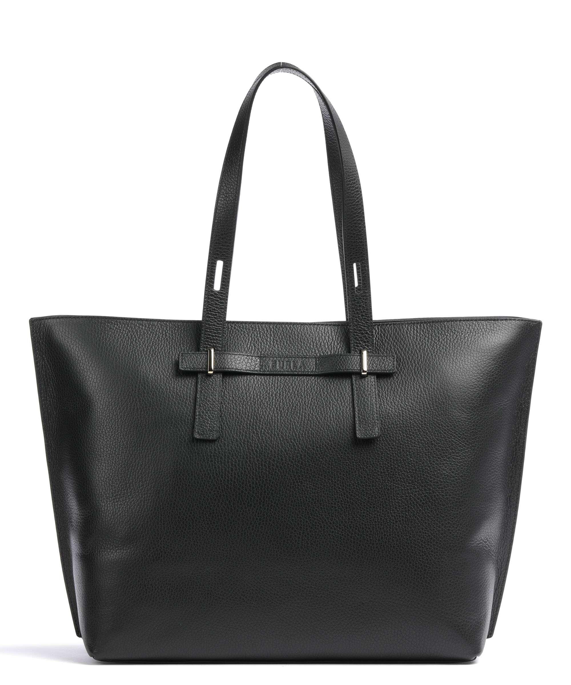 Furla Giove Shopper genarbtes Leder schwarz