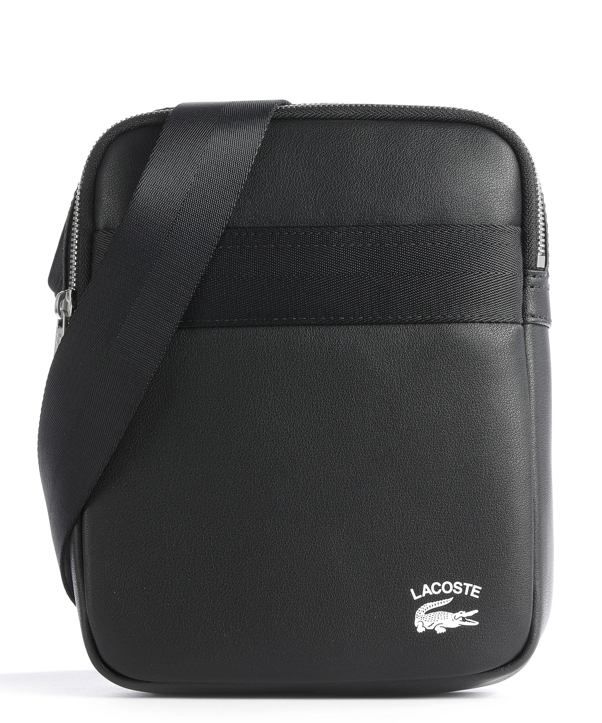 Lacoste Practice Umhängetasche fein genarbtes Rindsleder schwarz