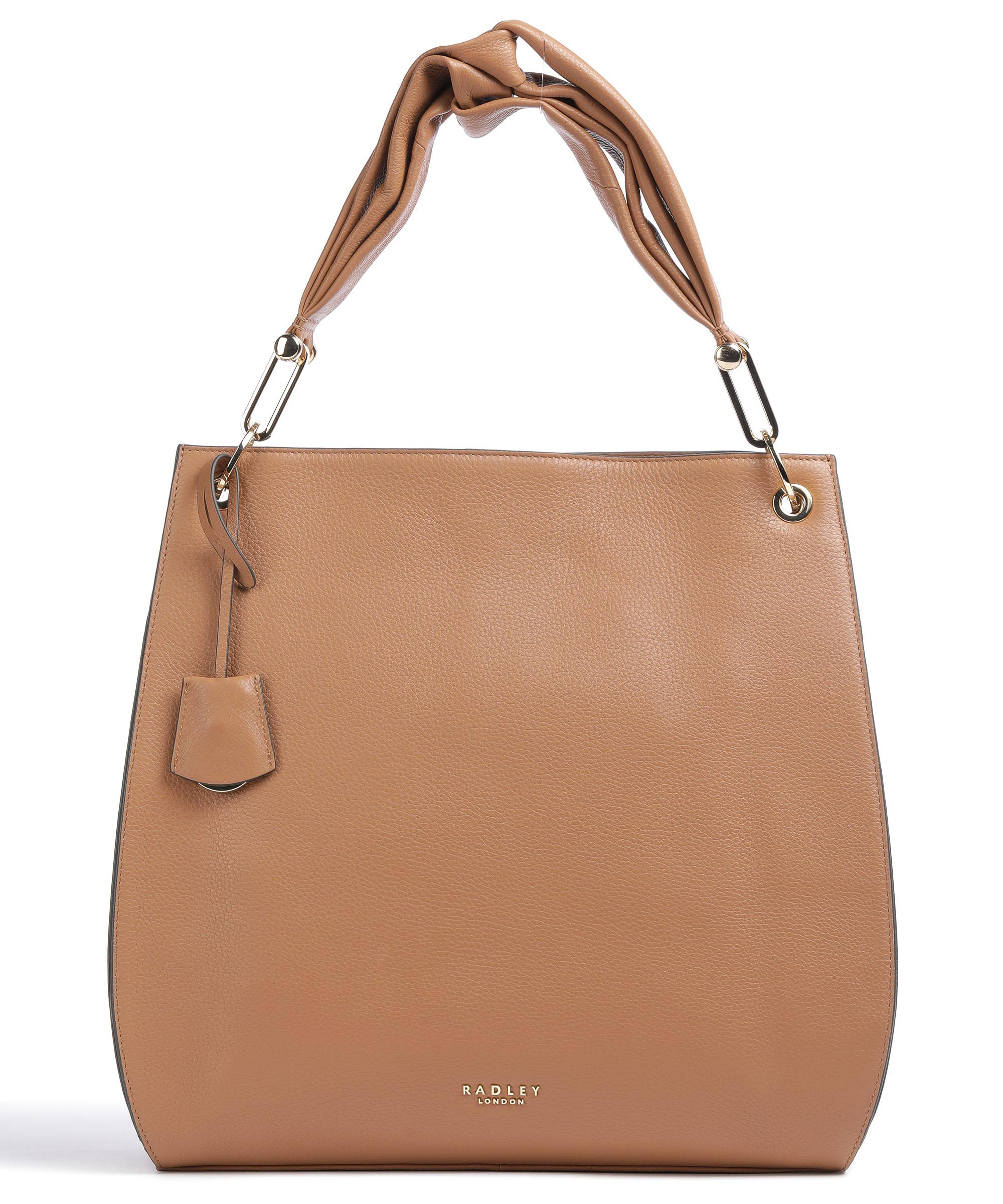 Radley London Cuba Street Twist Beuteltasche genarbtes Leder hellbraun