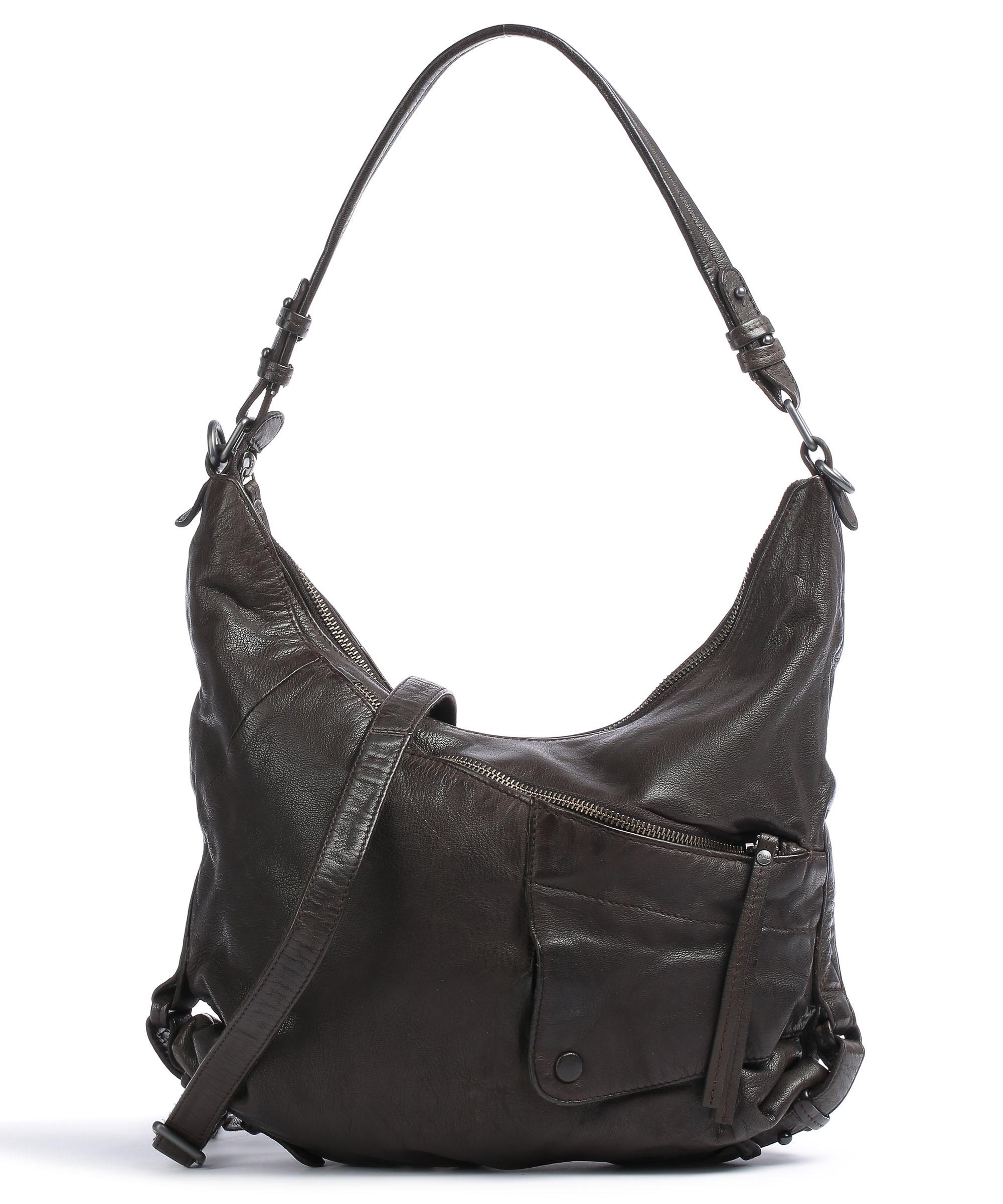 Aunts & Uncles Guerilla Gardeners June Beuteltasche genarbtes Rindsleder dunkelbraun