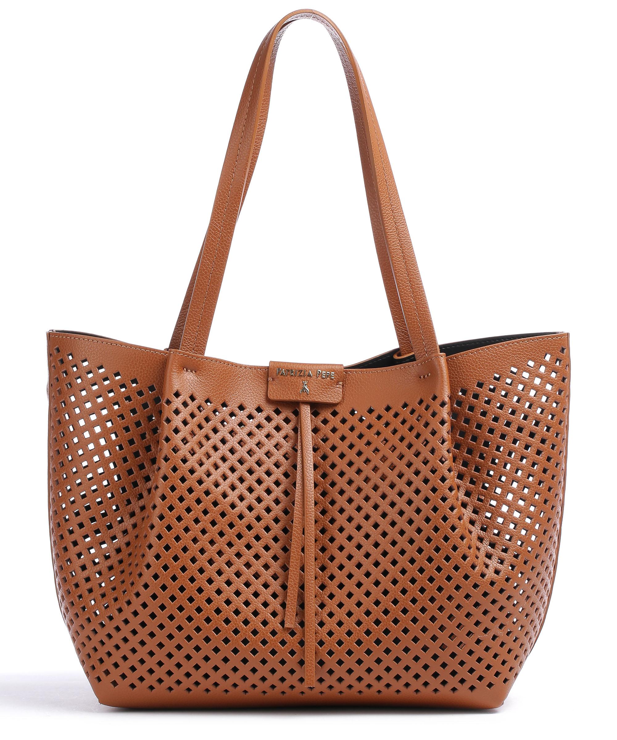 Patrizia Pepe City Summer Shopper genarbtes Kalbsleder braun Patrizia Pepe City Summer Shopper genarbtes Kalbsleder braun