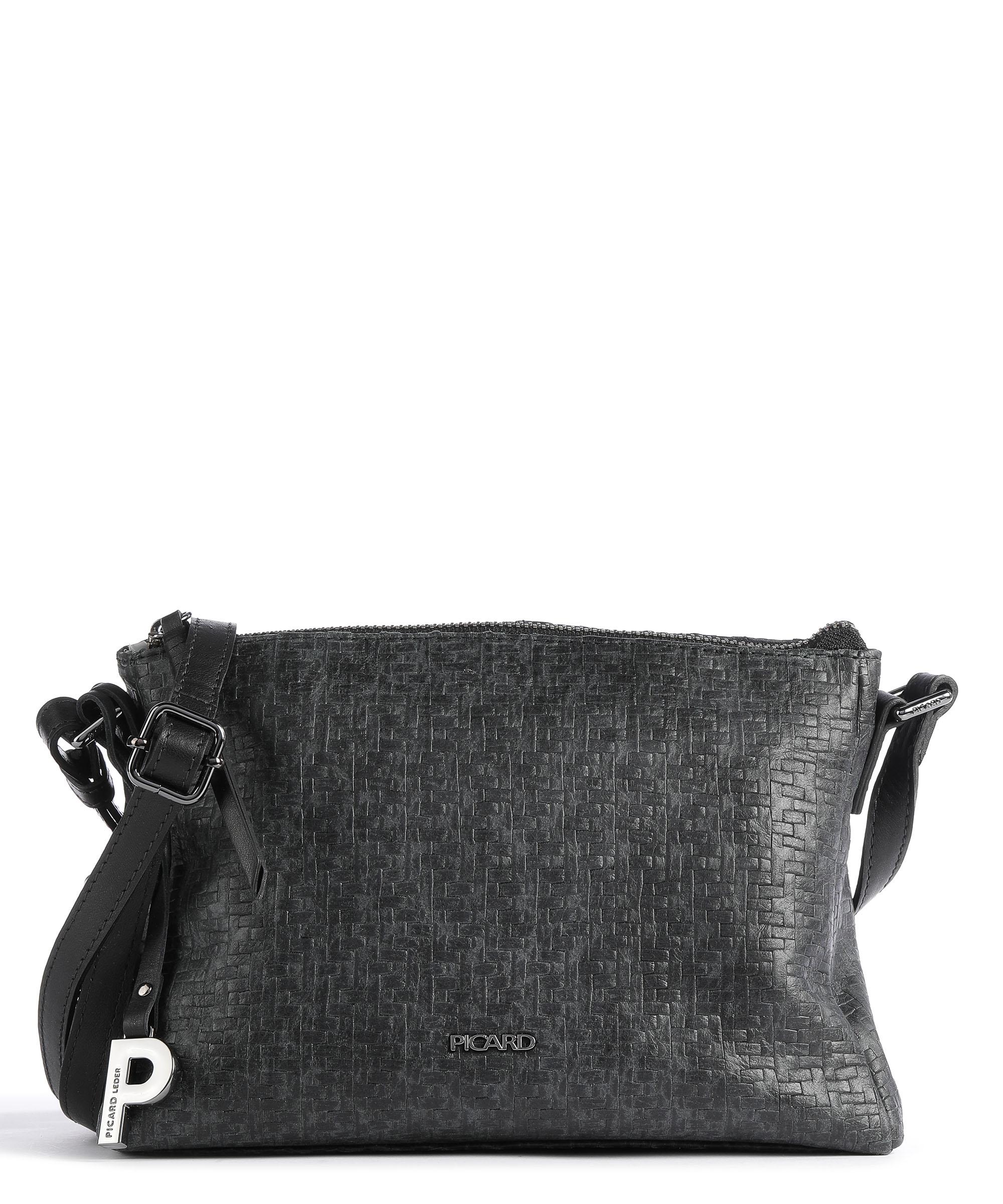 Picard Safi Schultertasche geprägtes Rindsleder schwarz