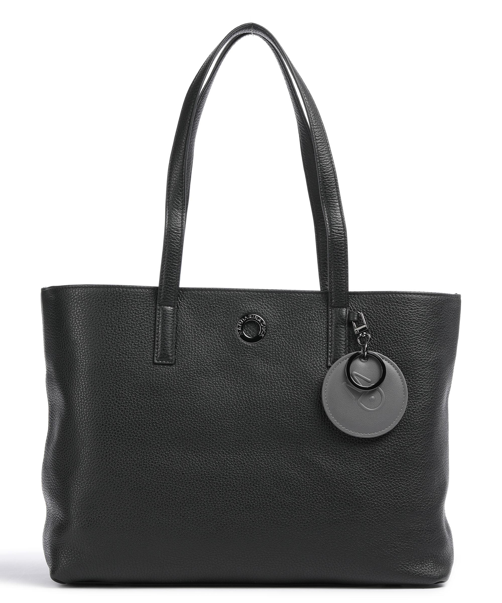 Mandarina Duck Mellow Leather Shopper genarbtes Kalbsleder schwarz