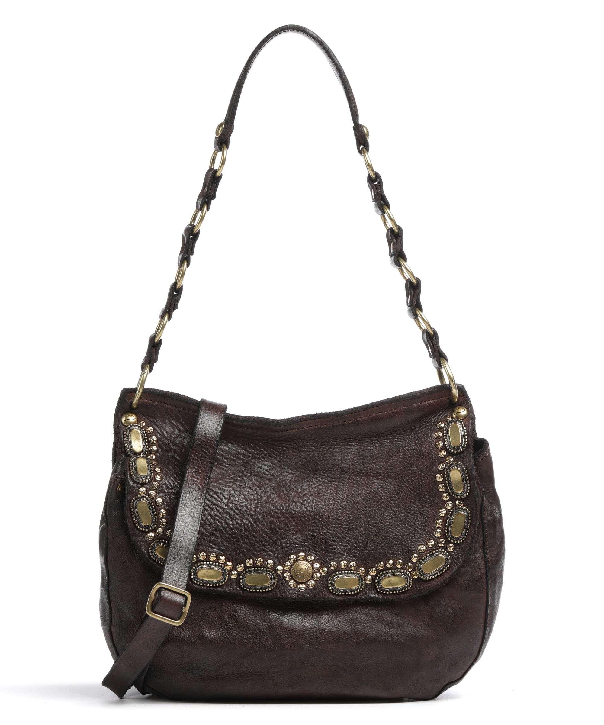 Campomaggi Schultertasche genarbtes Rindsleder dunkelbraun