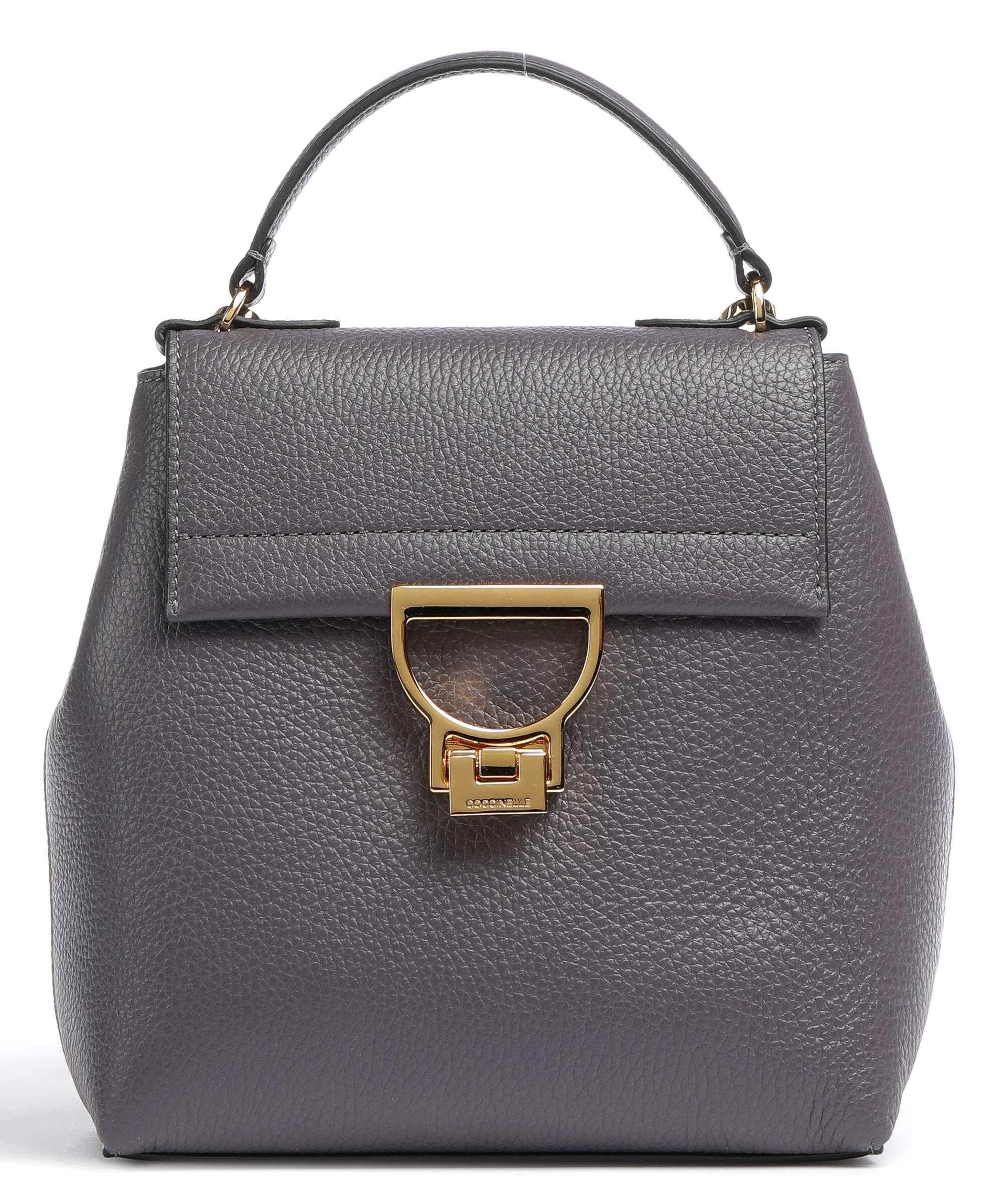 Coccinelle Arlettis Rucksack genarbtes Leder dunkelgrau
