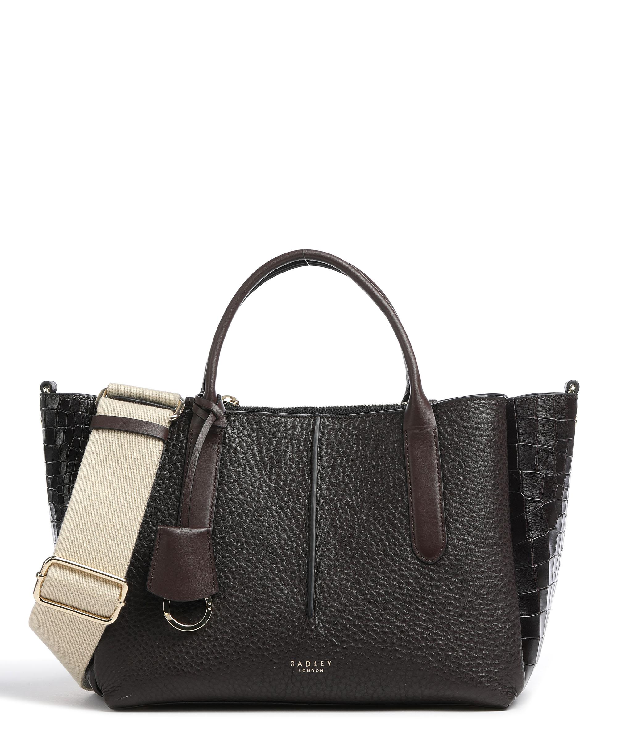 Radley London Hillgate Place Faux Croc Handtasche genarbtes Leder dunkelbraun